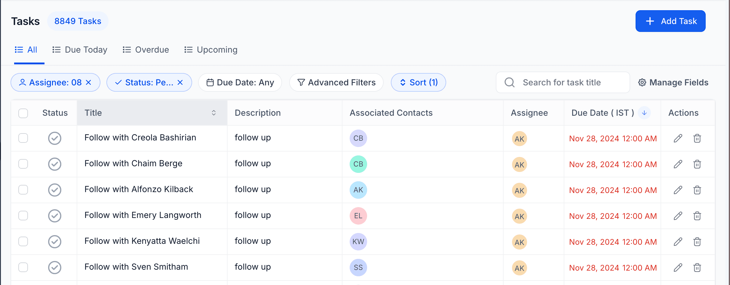 Schermata 4 — Gestione dei Task