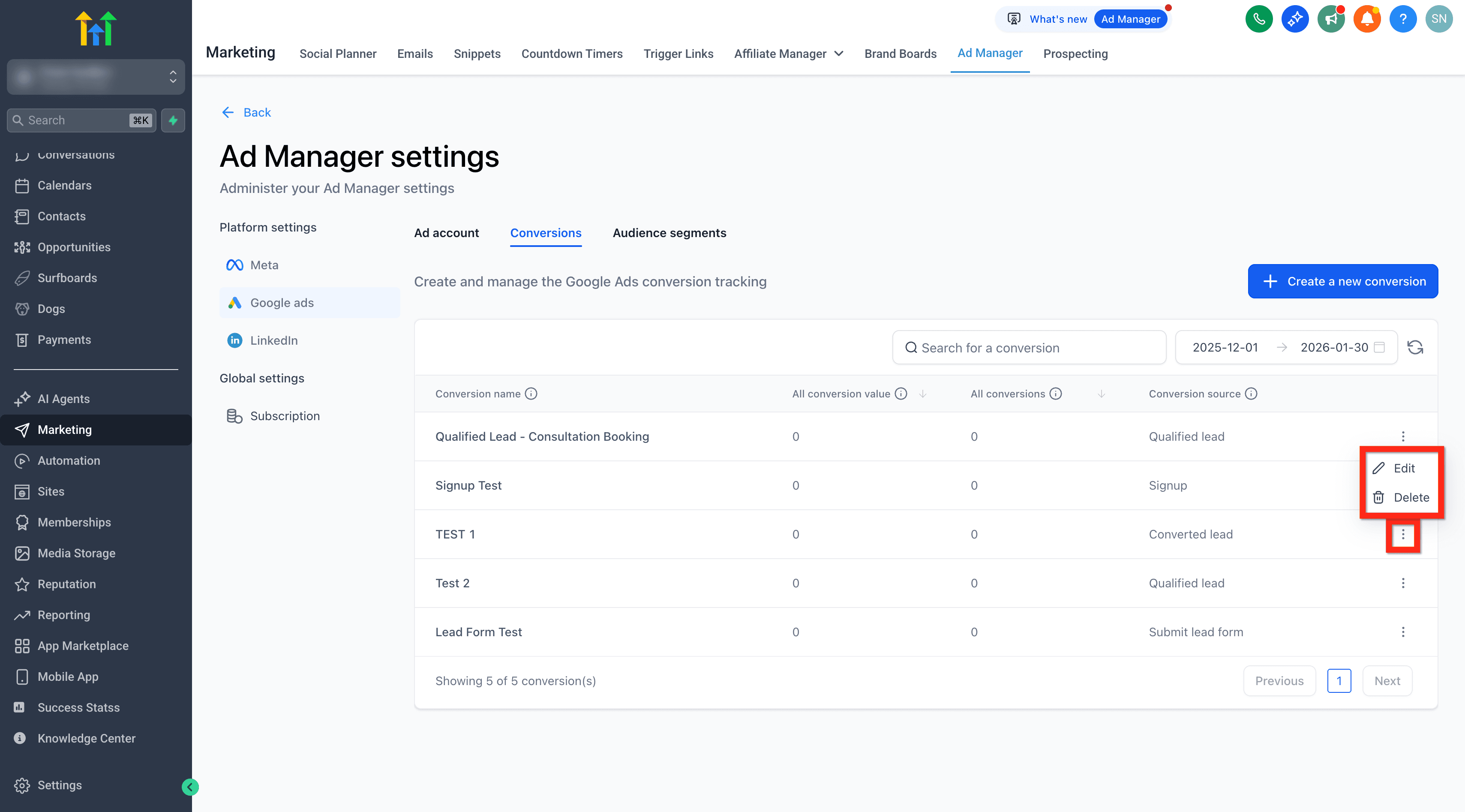 Schermata 13 — Ad Manager - Crea e Gestisci le Conversioni Offline di Google Ads