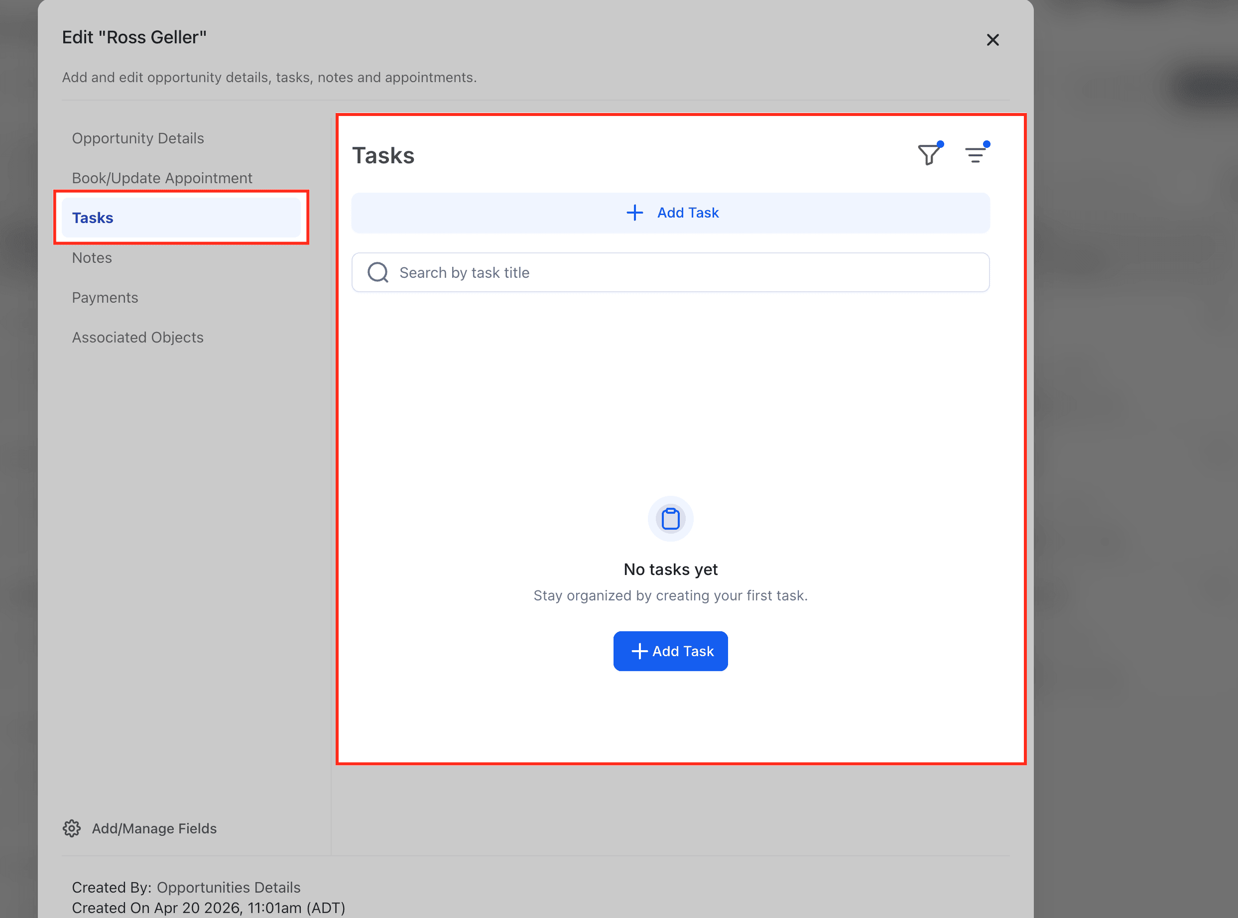 Schermata 5 — Modificare le Opportunità