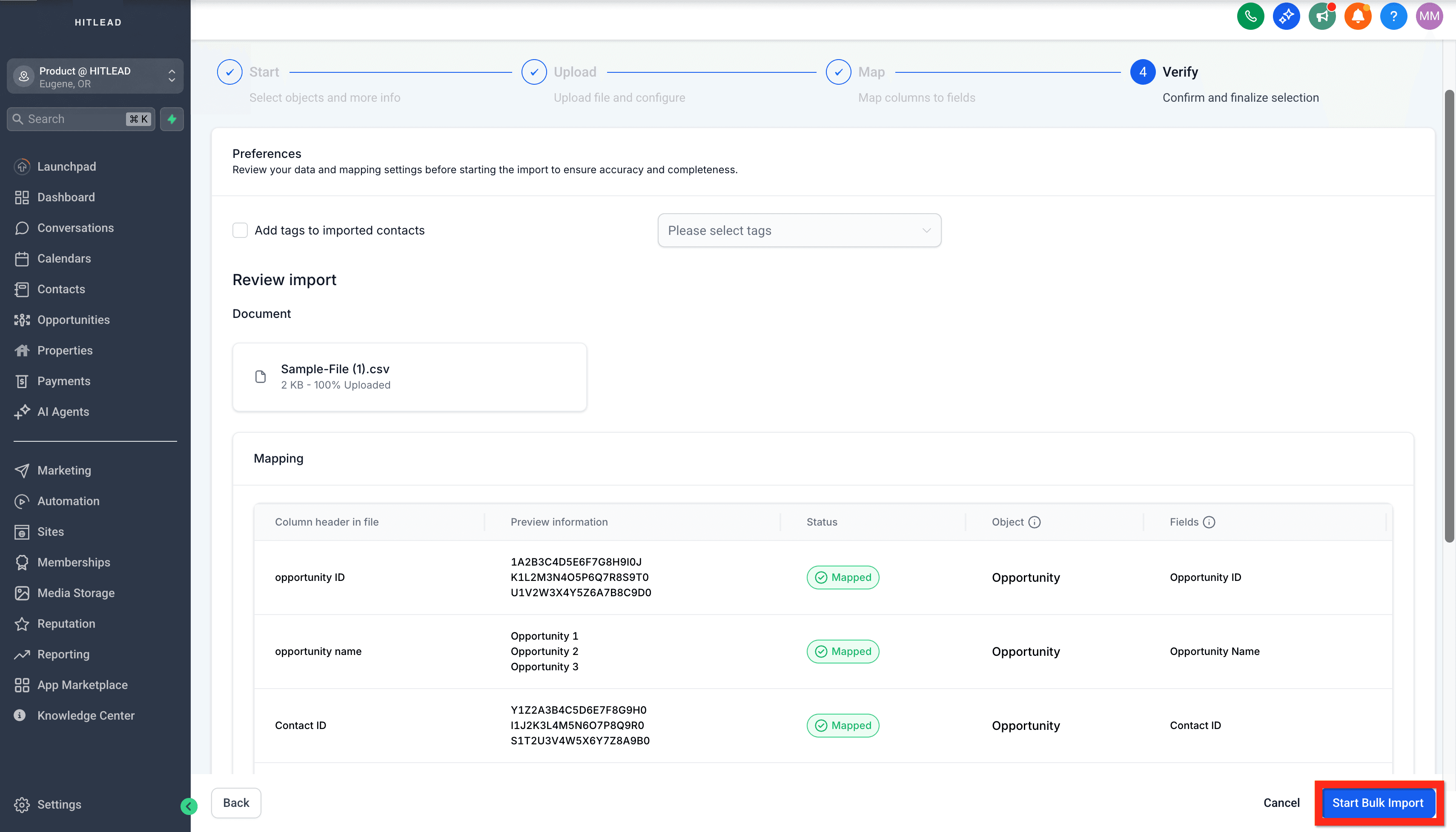 Schermata 7 — Per iniziare - Configura Pipeline e Opportunità