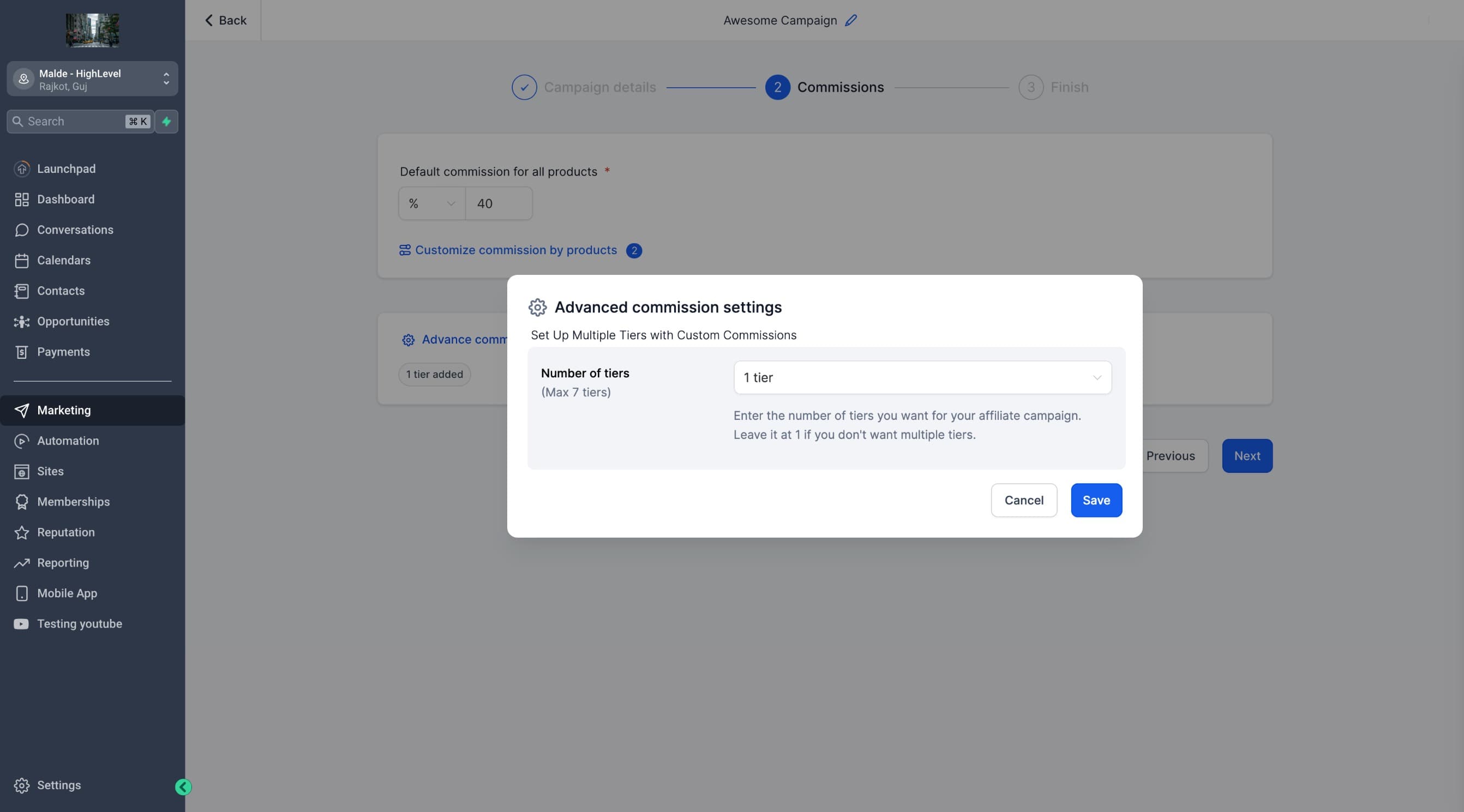 Schermata 7 — Come creare una Campaign di affiliazione