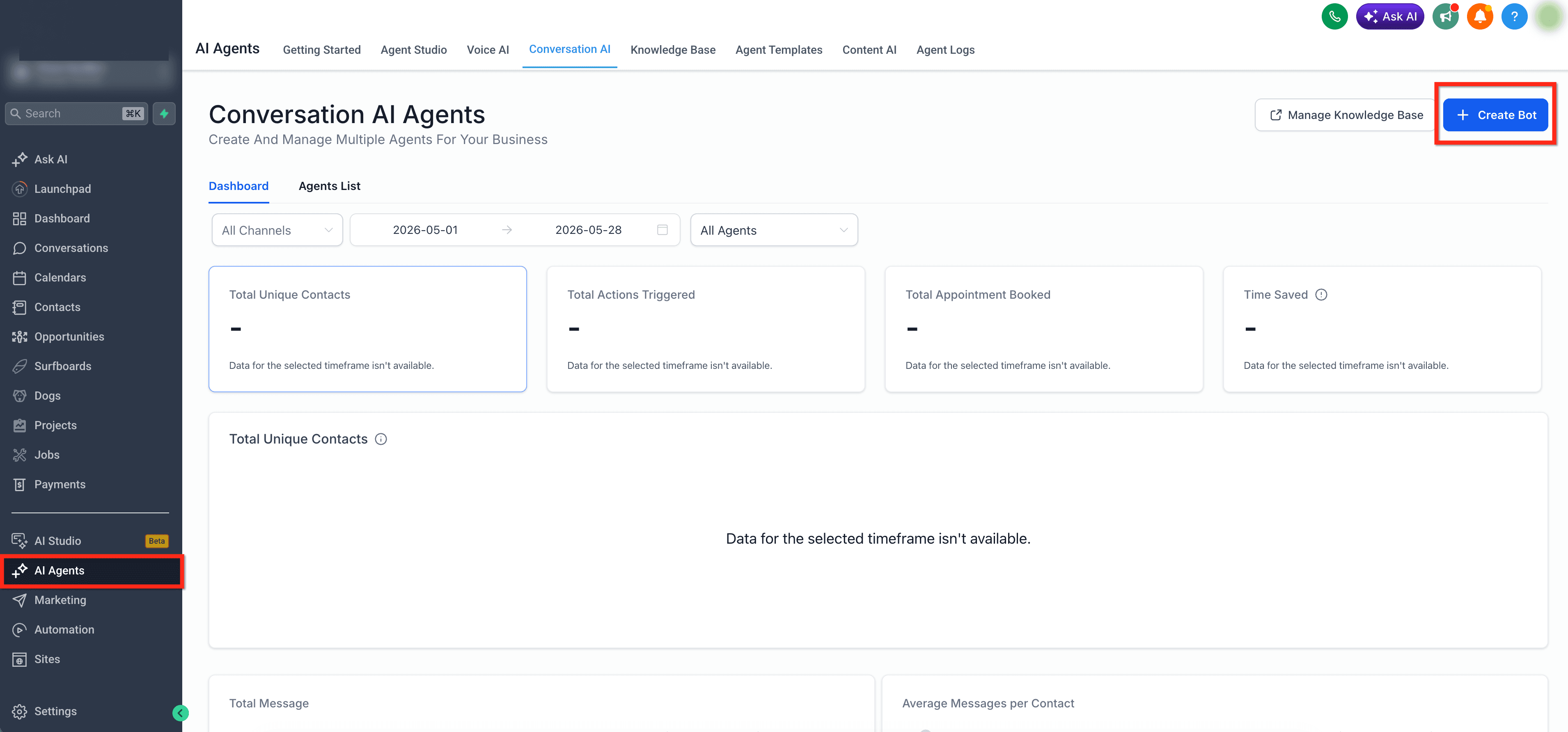 Schermata 1 — Configurazione Guidata tramite Form per Conversation AI