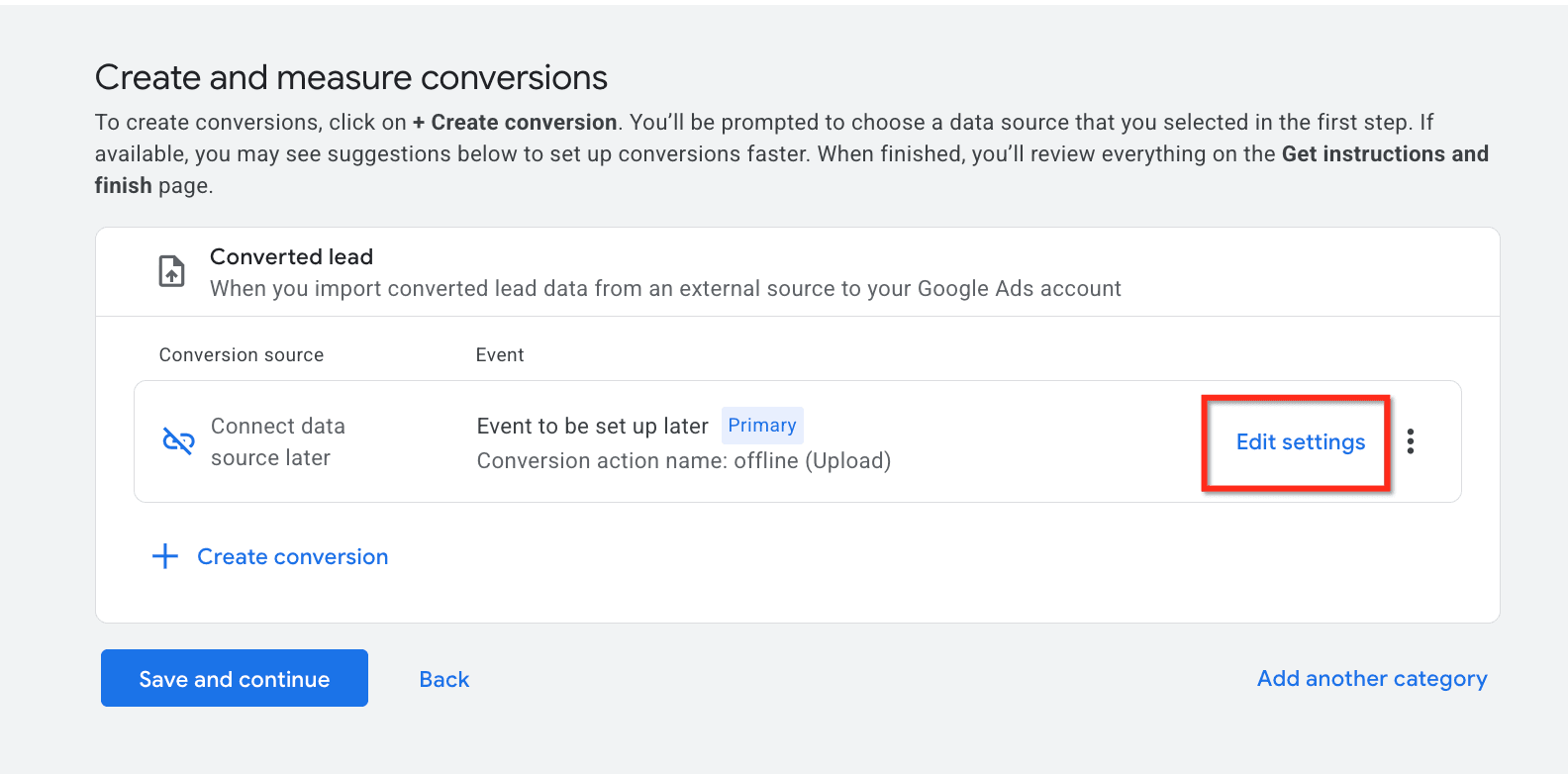 Schermata 10 — Come configurare le Azioni di Conversione Offline di Google Ads (configurazione lato piattaforma Google)