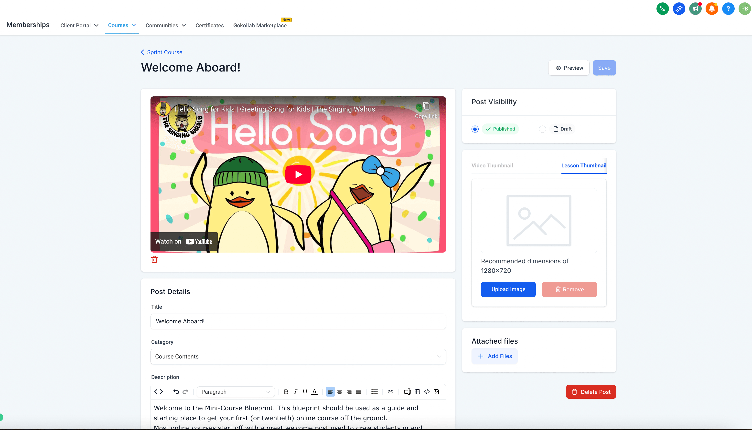 Schermata 3 — Incorporare Media da Piattaforme di Terze Parti nei Post