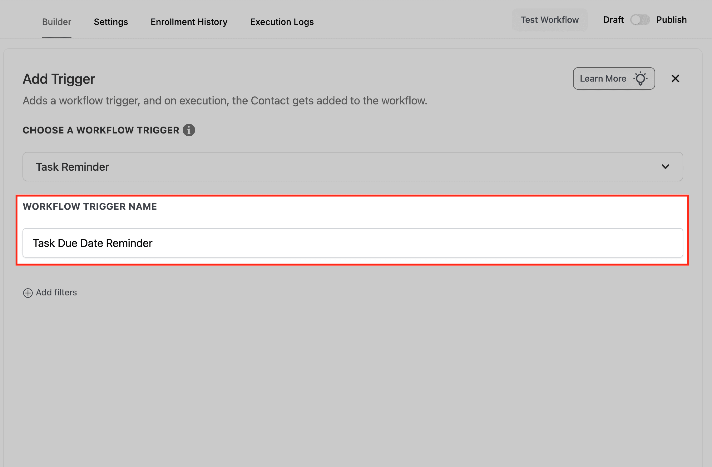 Schermata 4 — Workflow Trigger - Promemoria Task