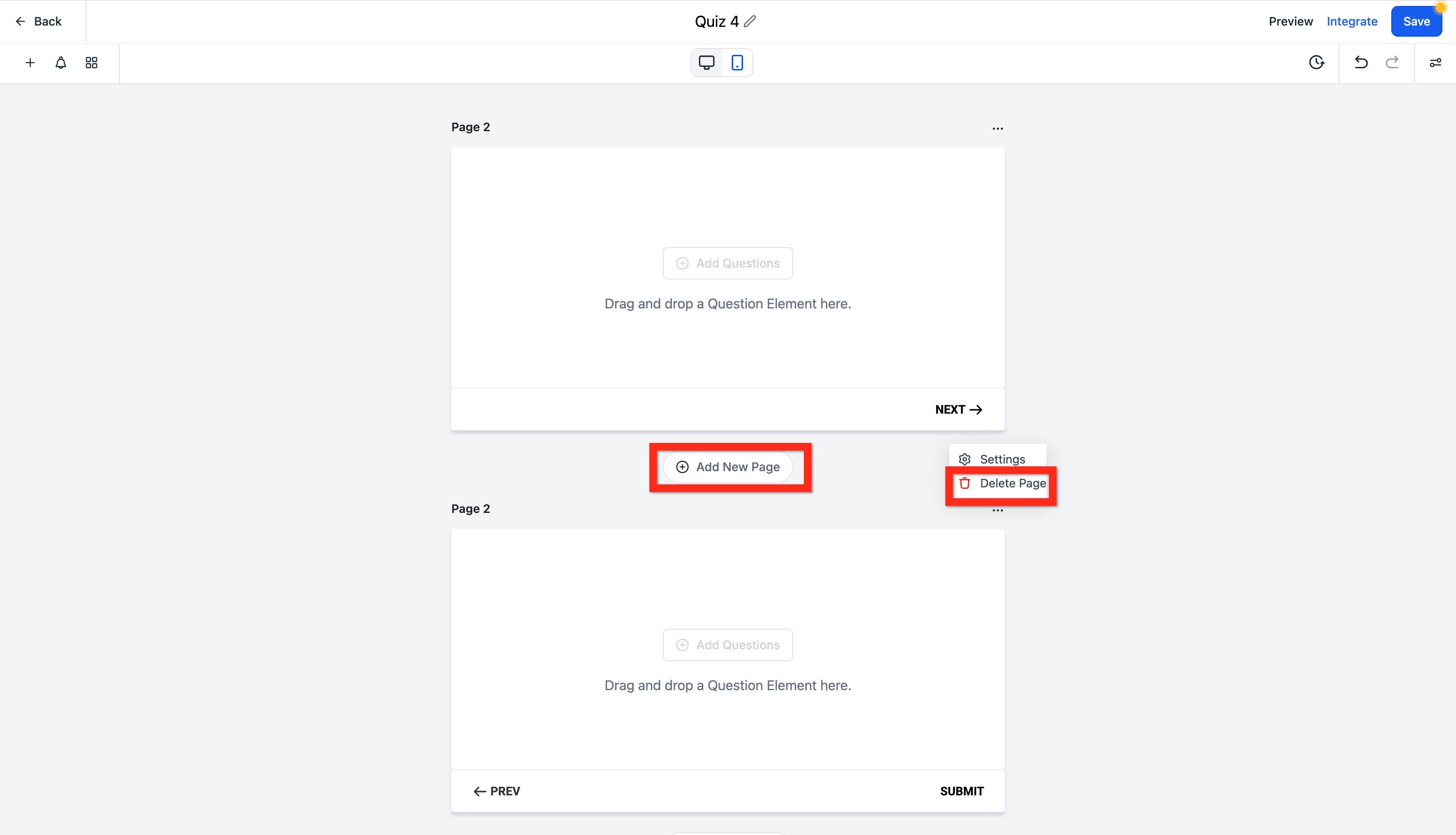 Schermata 11 — Guida al Quiz Builder