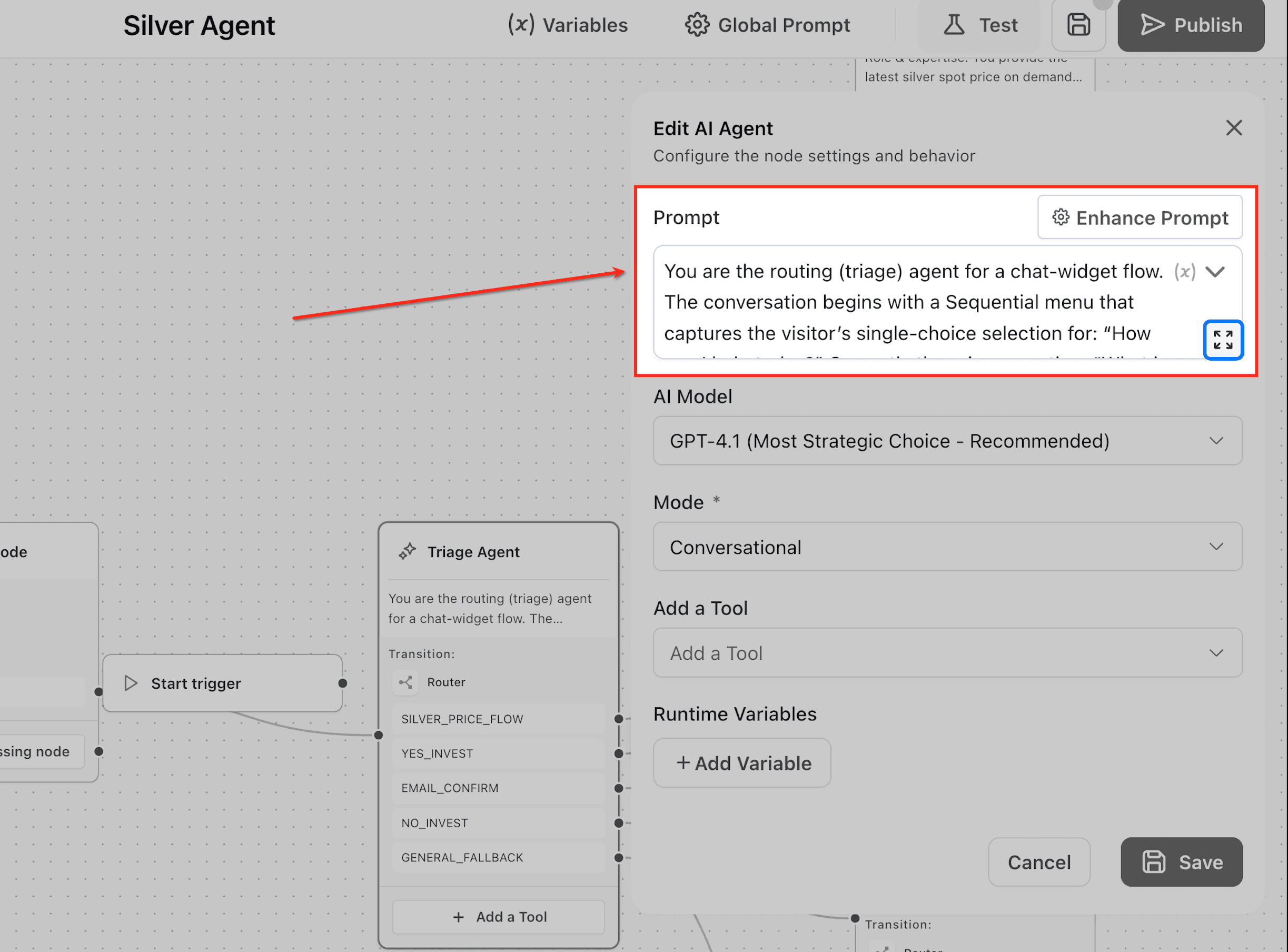 Schermata 2 — Come Costruire AI Agent più Intelligenti con il Nodo AI Agent in Agent Studio