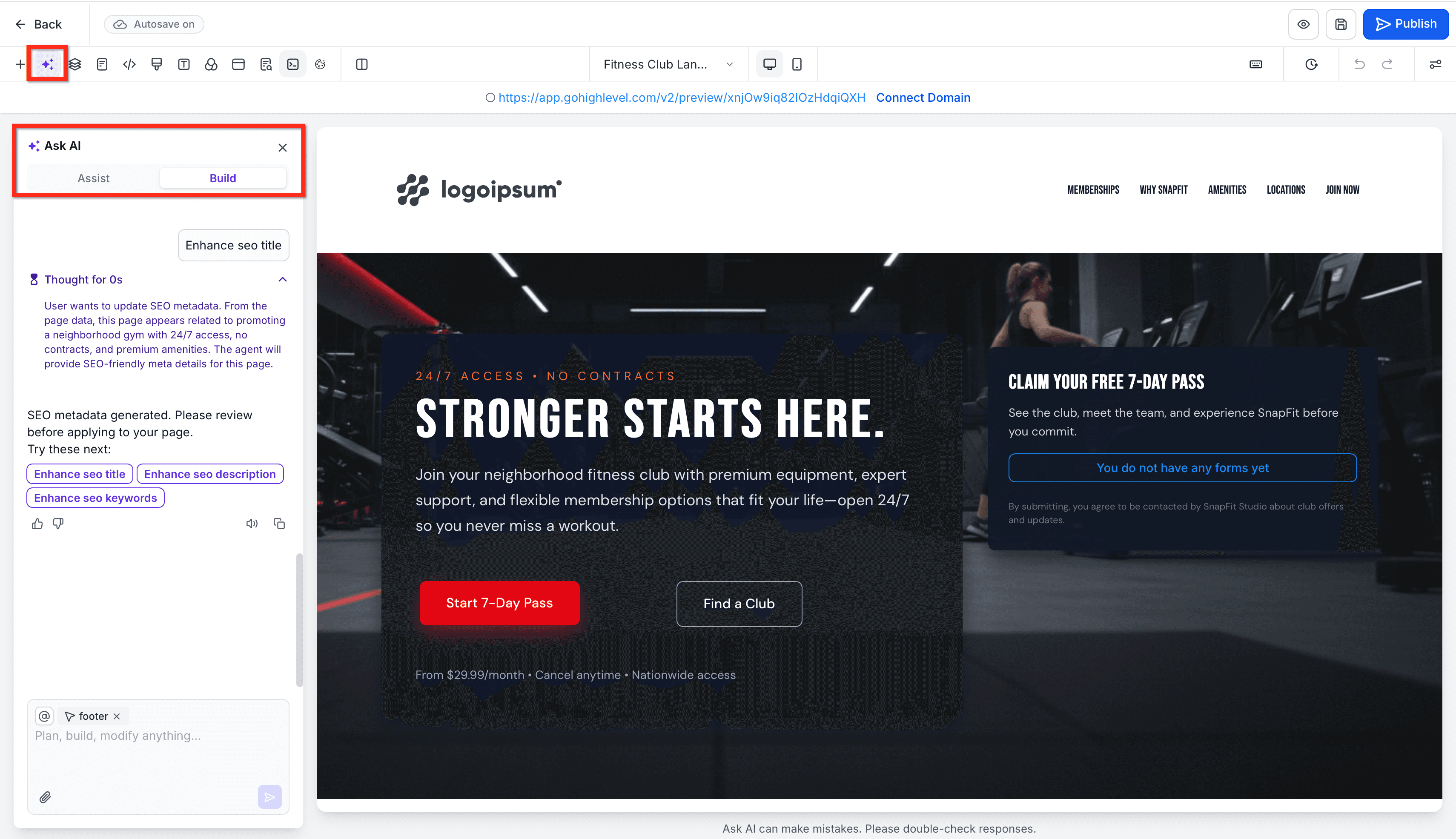 Schermata 10 — Funnel & Website AI