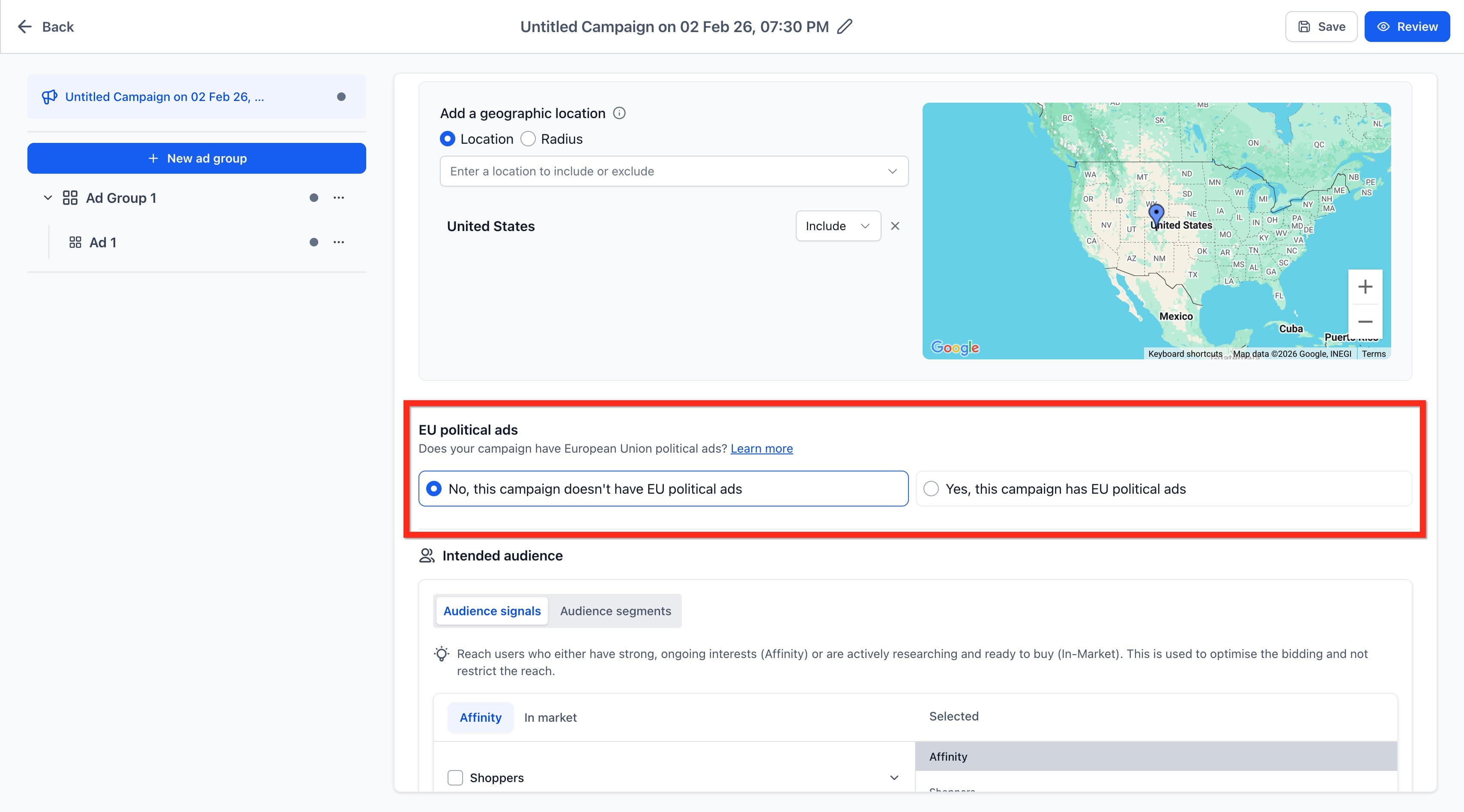 Schermata 8 — Ad Manager - Creare una Campaign di Ricerca Google