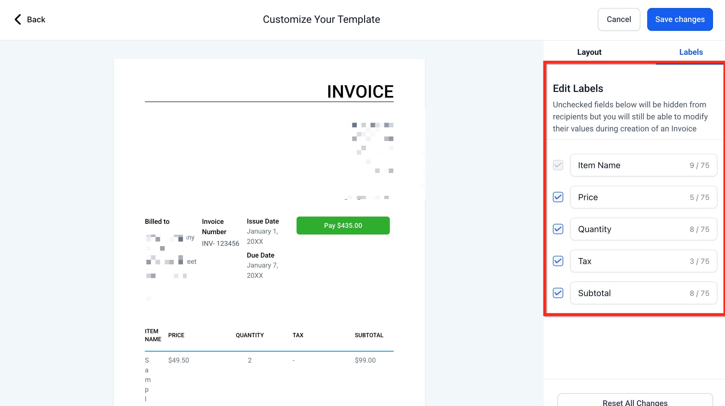 Schermata 11 — Personalizzare il Layout delle Fatture