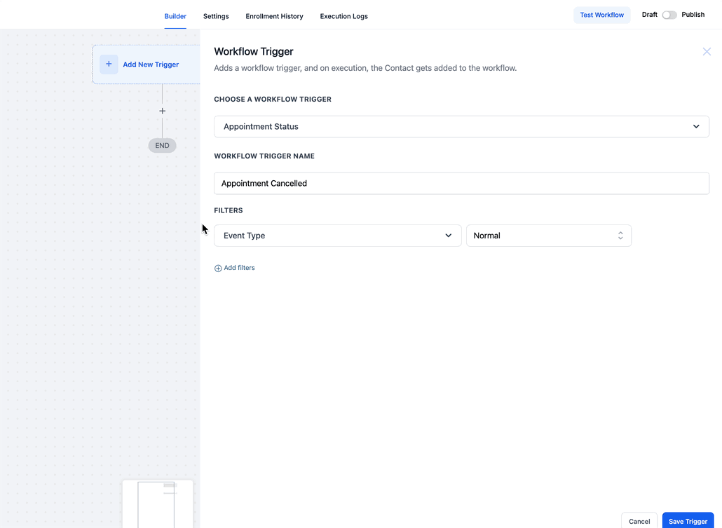 Schermata 5 — Workflow Trigger - Stato Appuntamento