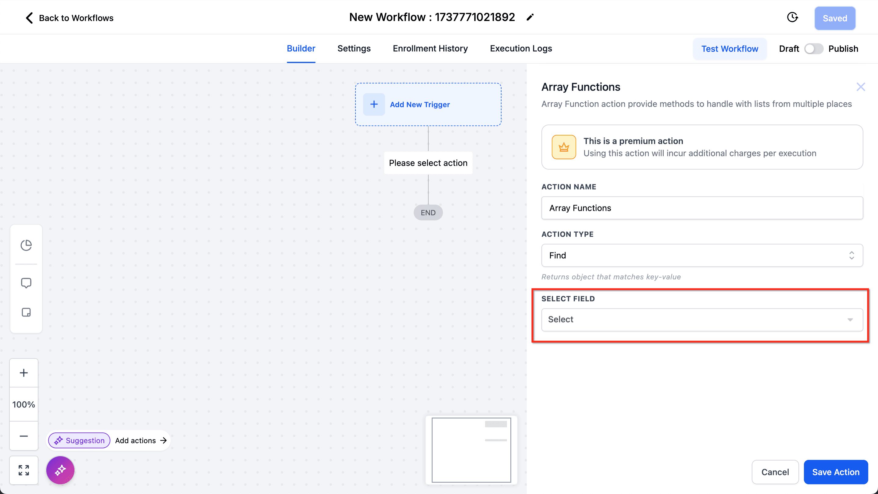 Schermata 4 — Azione Workflow - Array Formatter