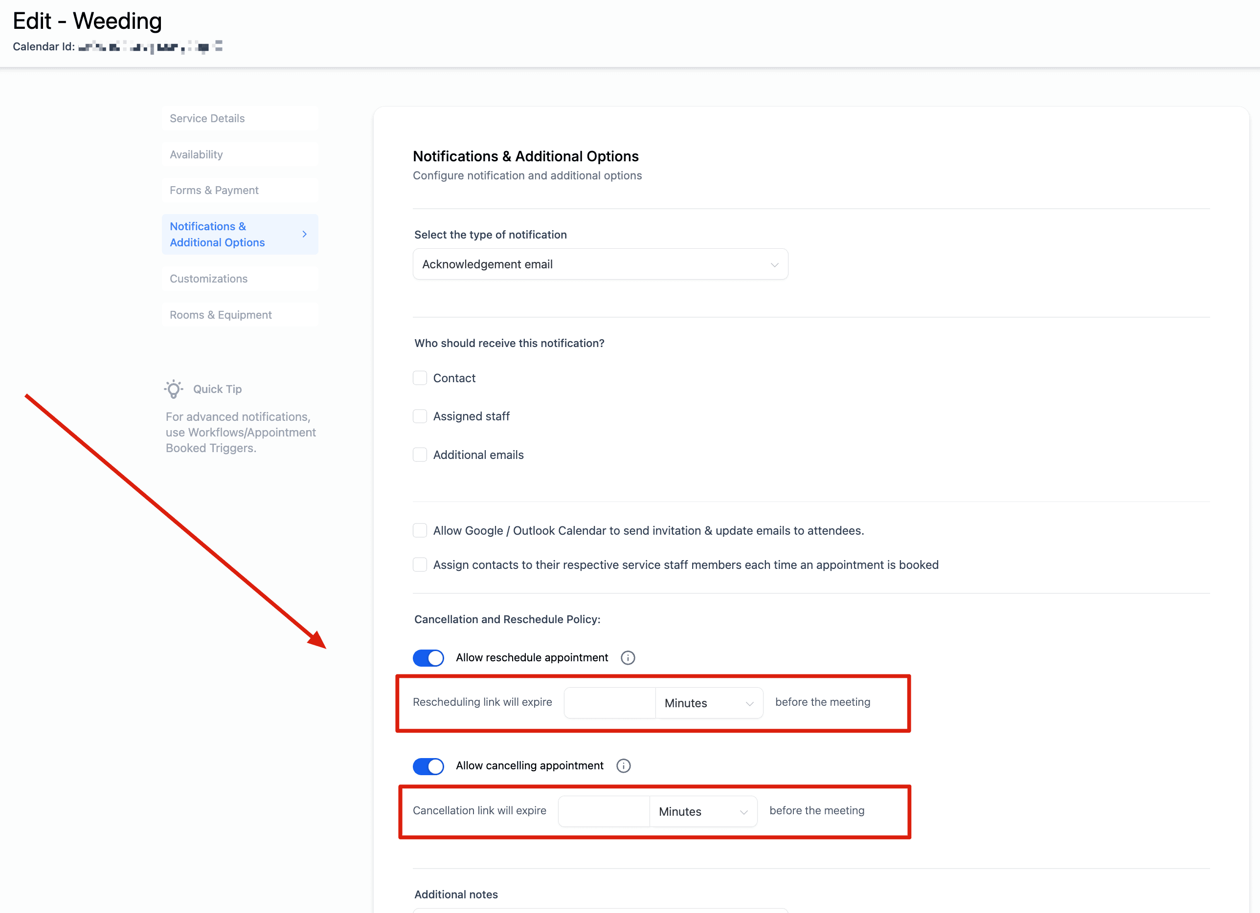 Schermata 2 — Policy di Cancellazione e Riprogrammazione (Booking Widget)