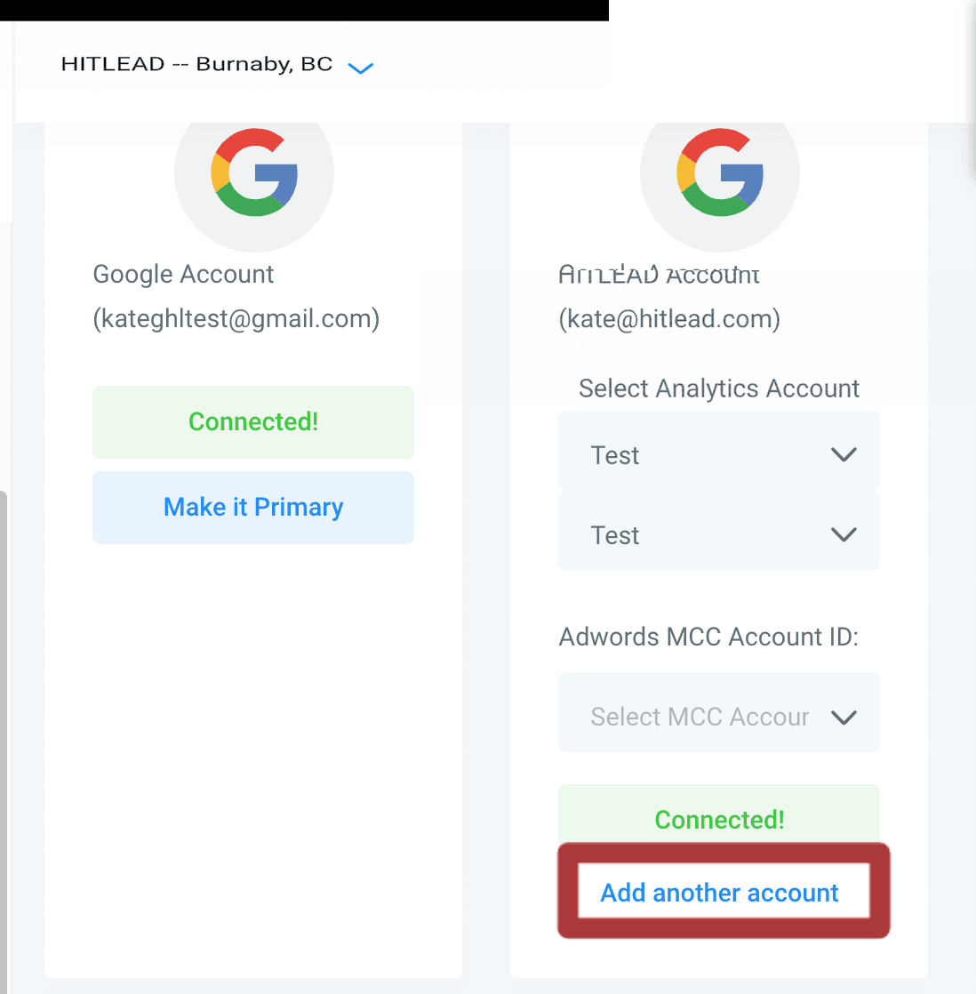 Schermata 1 — Nessun account Google nelle impostazioni di integrazione anche se l'account Google è connesso come utente
