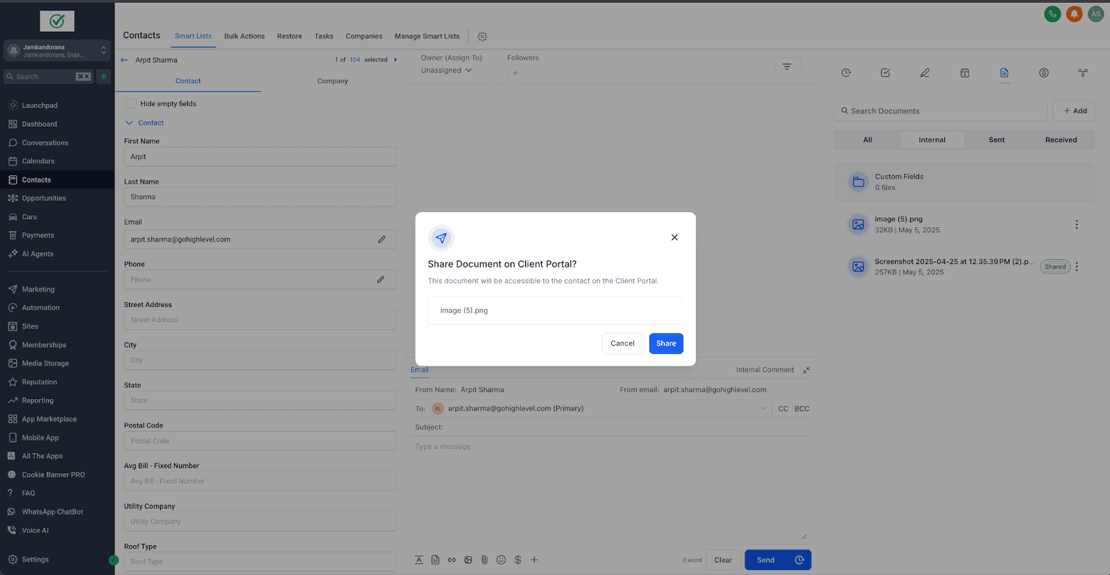 Schermata 6 — Come condividere e gestire documenti tramite il Client Portal e il CRM?