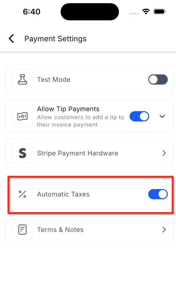 Schermata 2 — Tasse Automatiche su Mobile