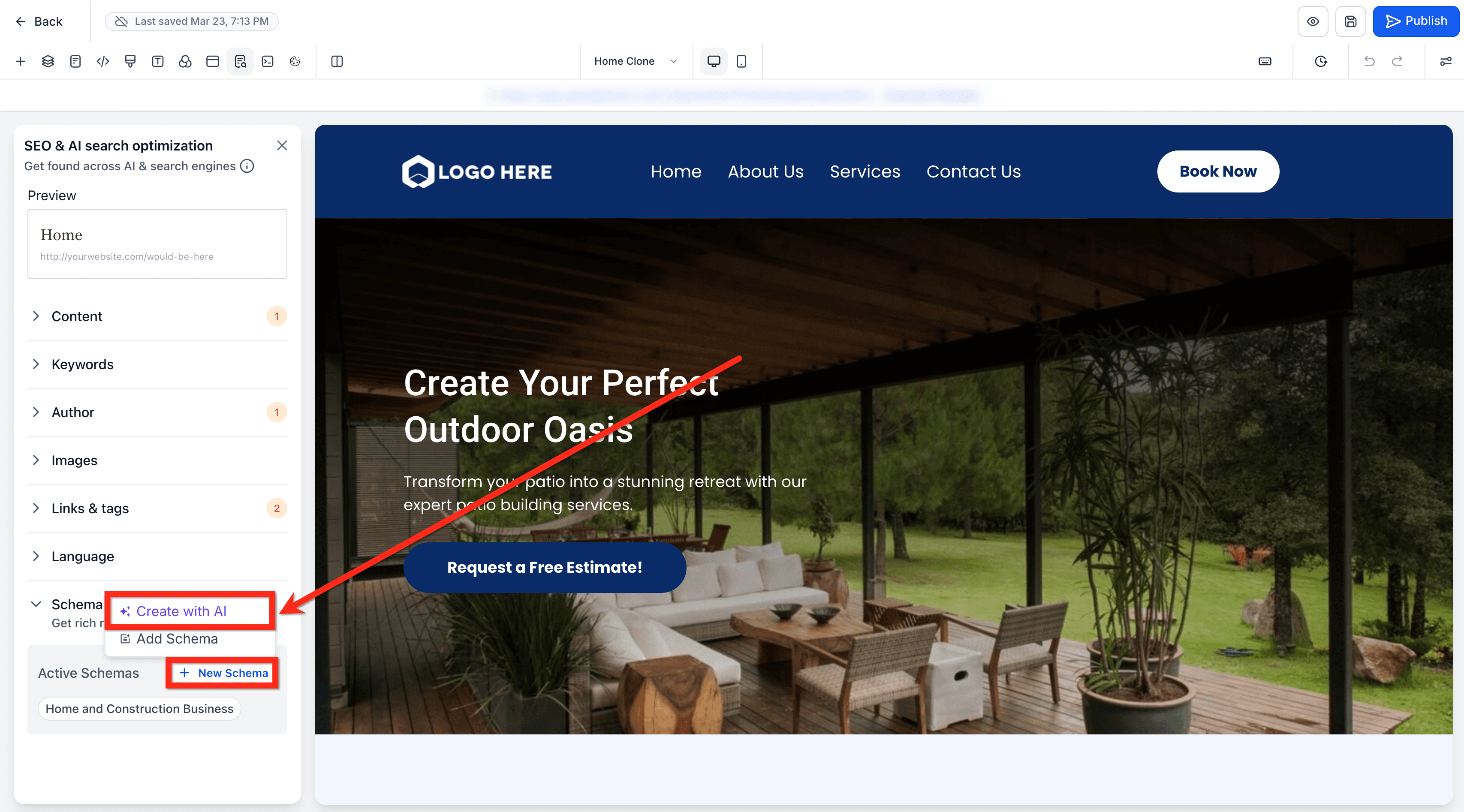 Schermata 5 — Generare Schema Markup con l'AI in Funnel e Siti Web