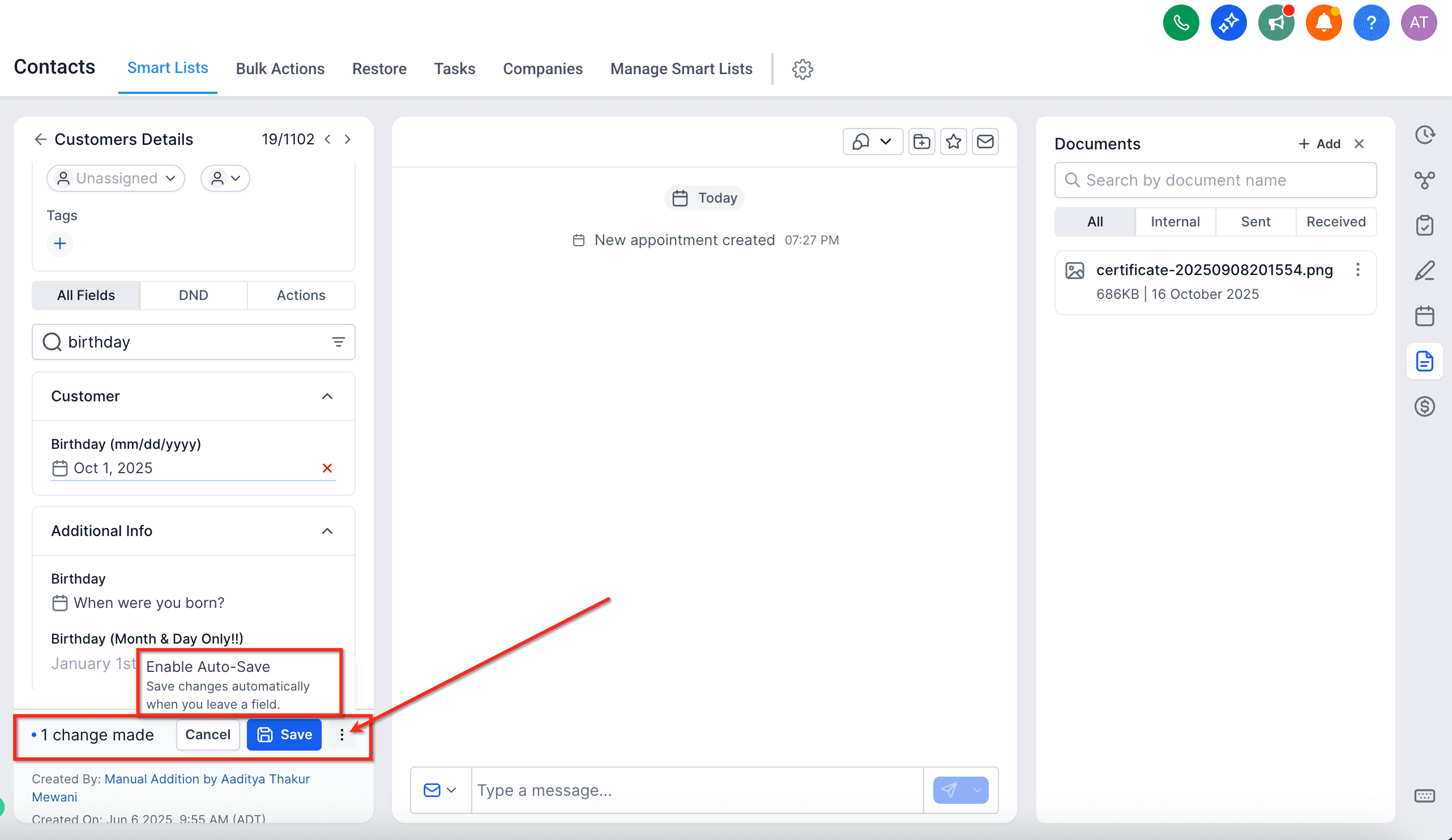 Schermata 16 — Contatti – Nuova Pagina di Dettaglio del Contatto