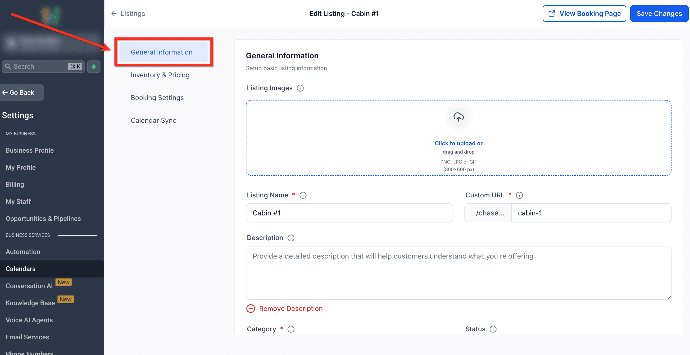 Schermata 8 — Creare e Modificare le Listings