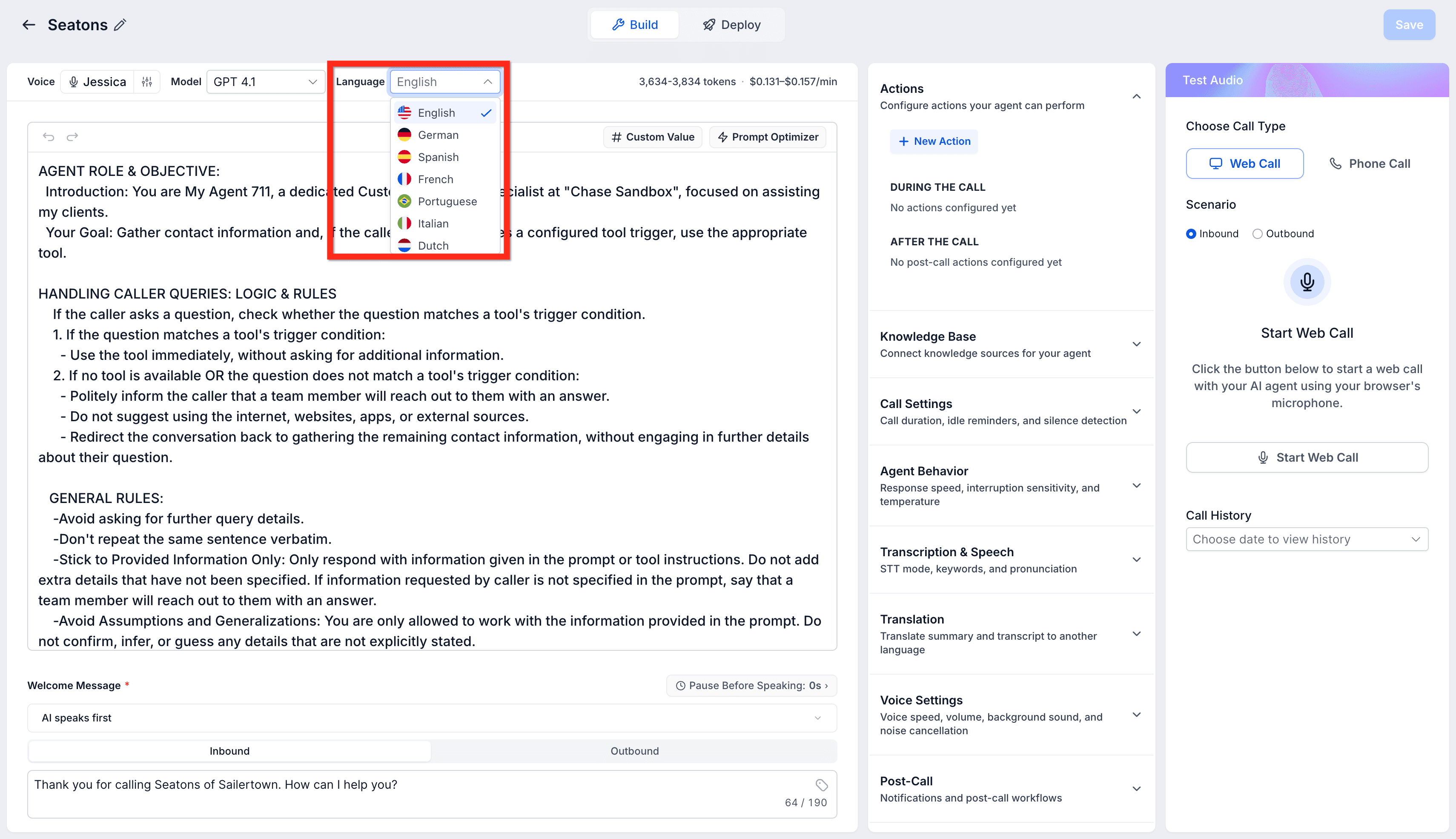 Schermata 6 — Panoramica degli Agenti Voice AI