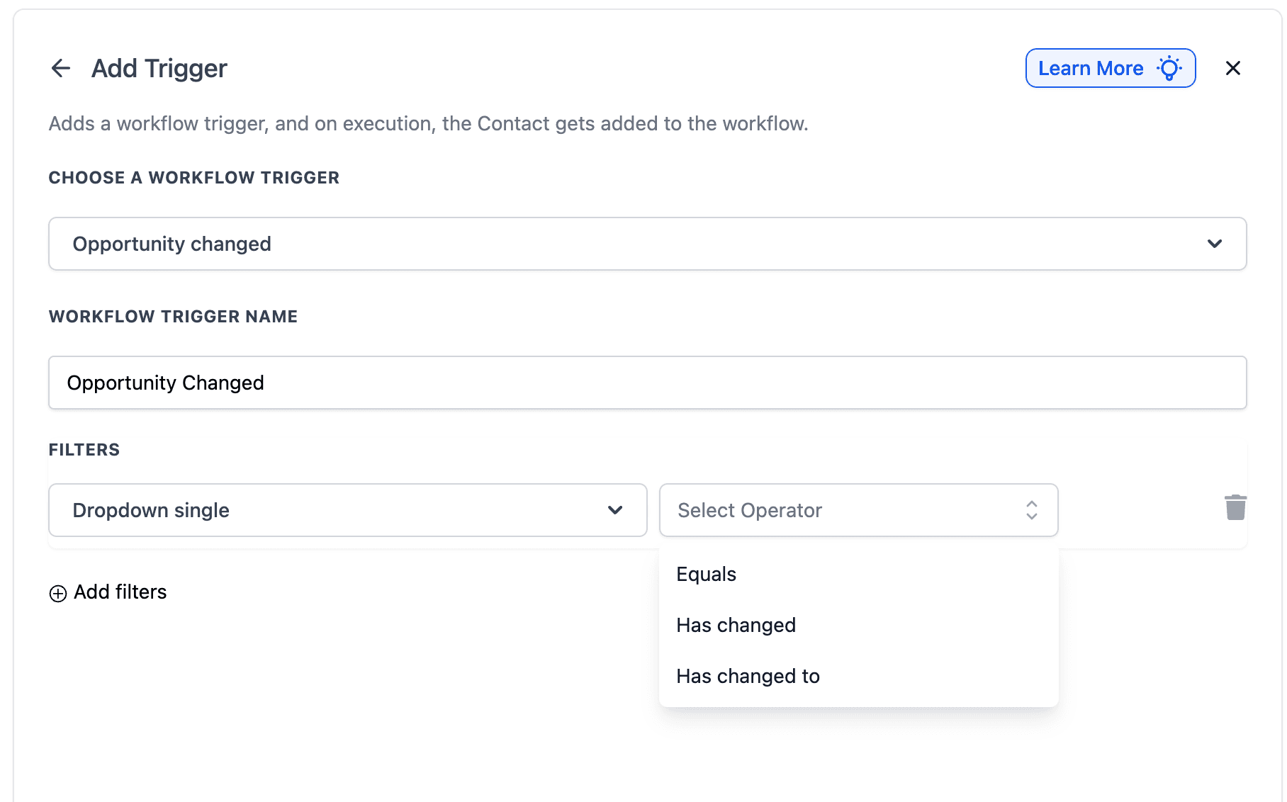 Schermata 11 — Workflow Trigger - Opportunity Changed