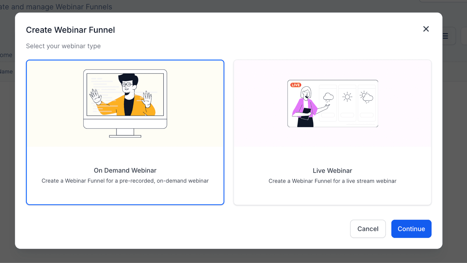 Schermata 1 — Webinar Funnel