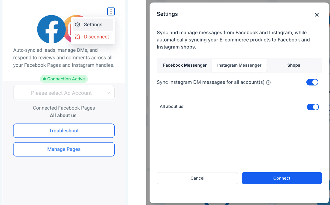 Schermata 8 — Risoluzione problemi Facebook Multi-Page