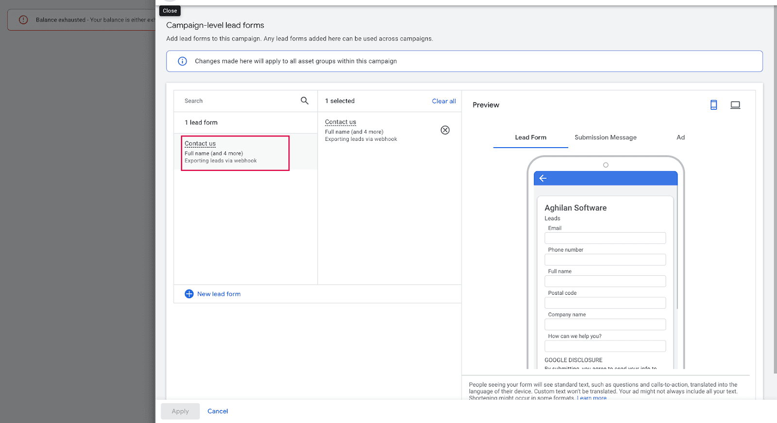 Schermata 10 — Integrazione Google Lead Ads