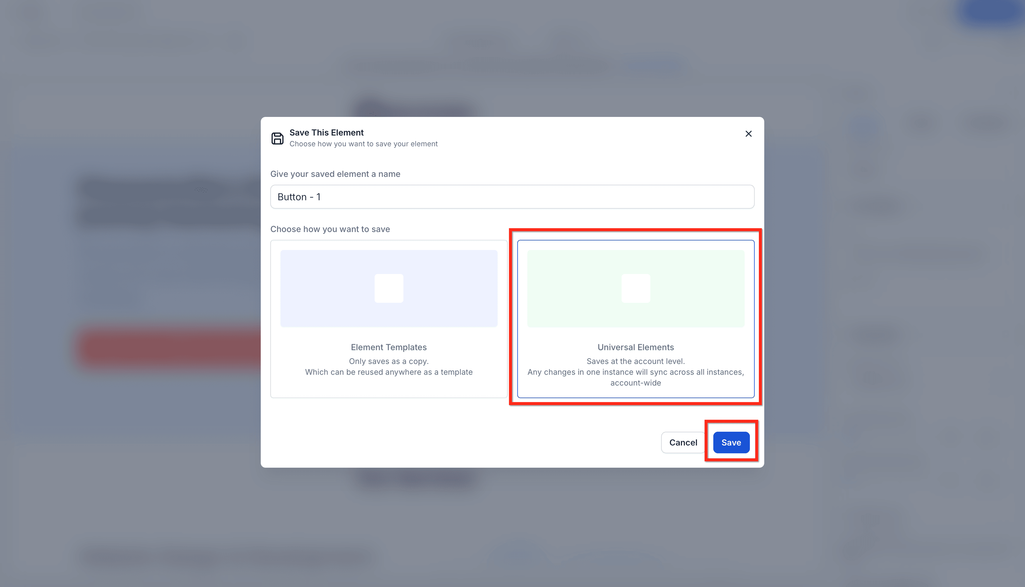 Schermata 4 — Elementi Universali nel Page Builder di HITLEAD