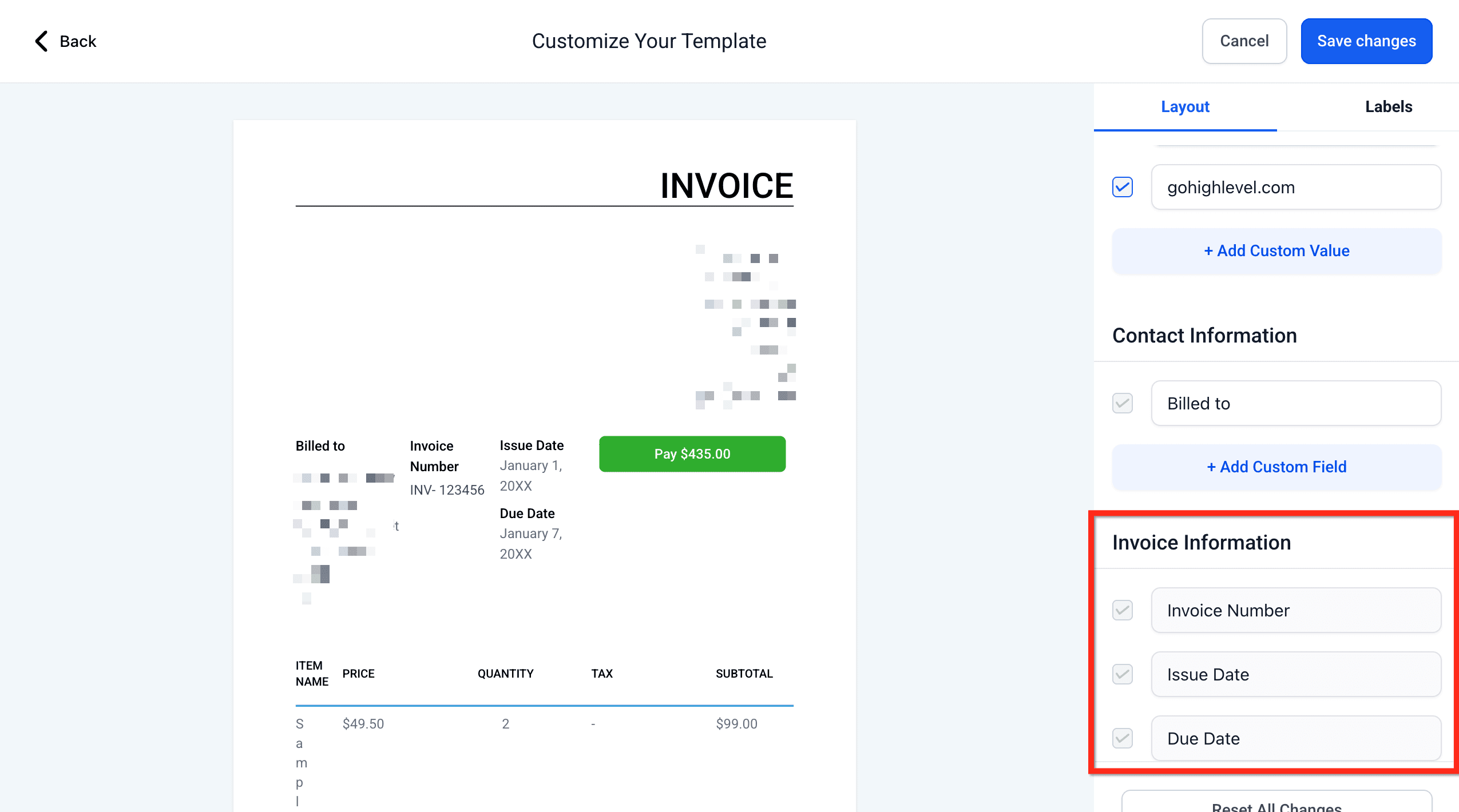 Schermata 4 — Personalizzare il Layout delle Fatture
