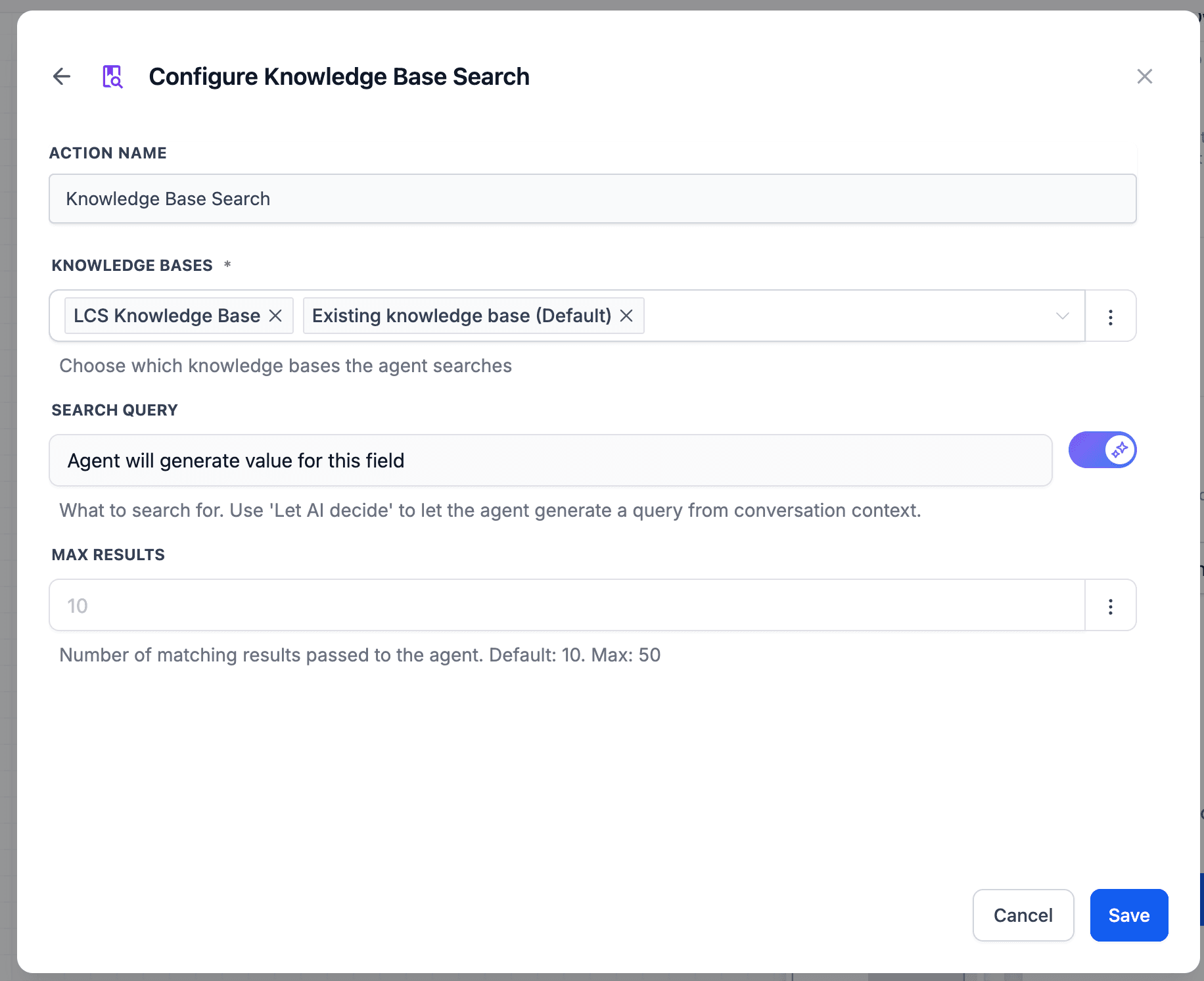 Schermata 6 — Azione Workflow - AI Agent