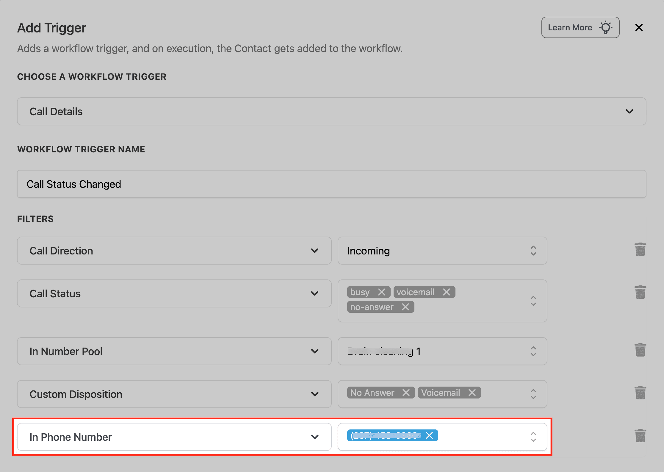 Schermata 8 — Workflow Trigger - Dettagli Chiamata