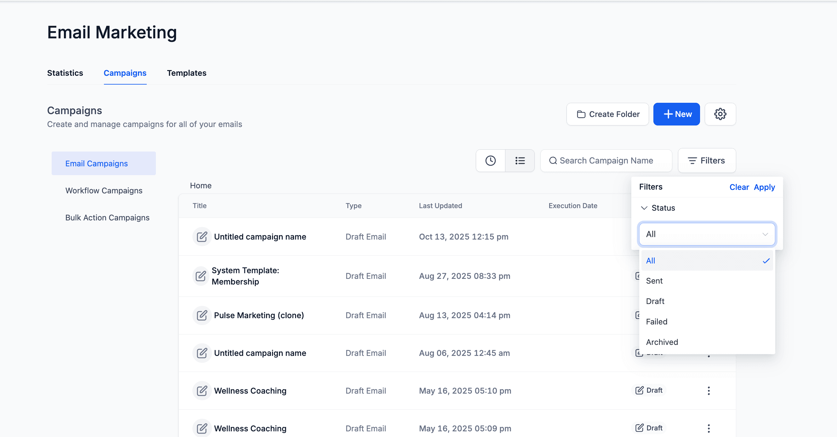 Schermata 1 — Capire gli stati delle Campaign email