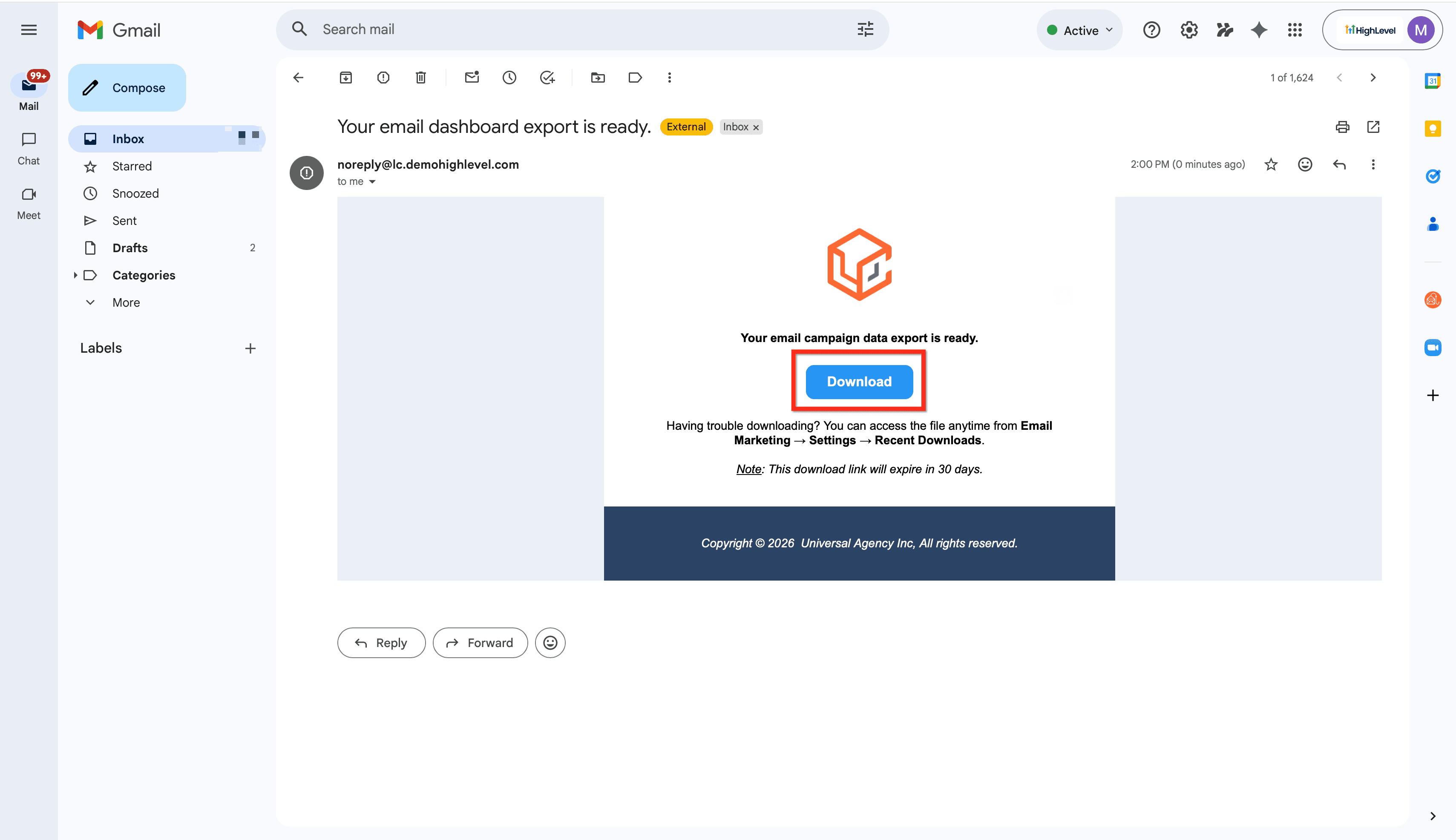 Schermata 5 — Esportare i Dati di Email Marketing