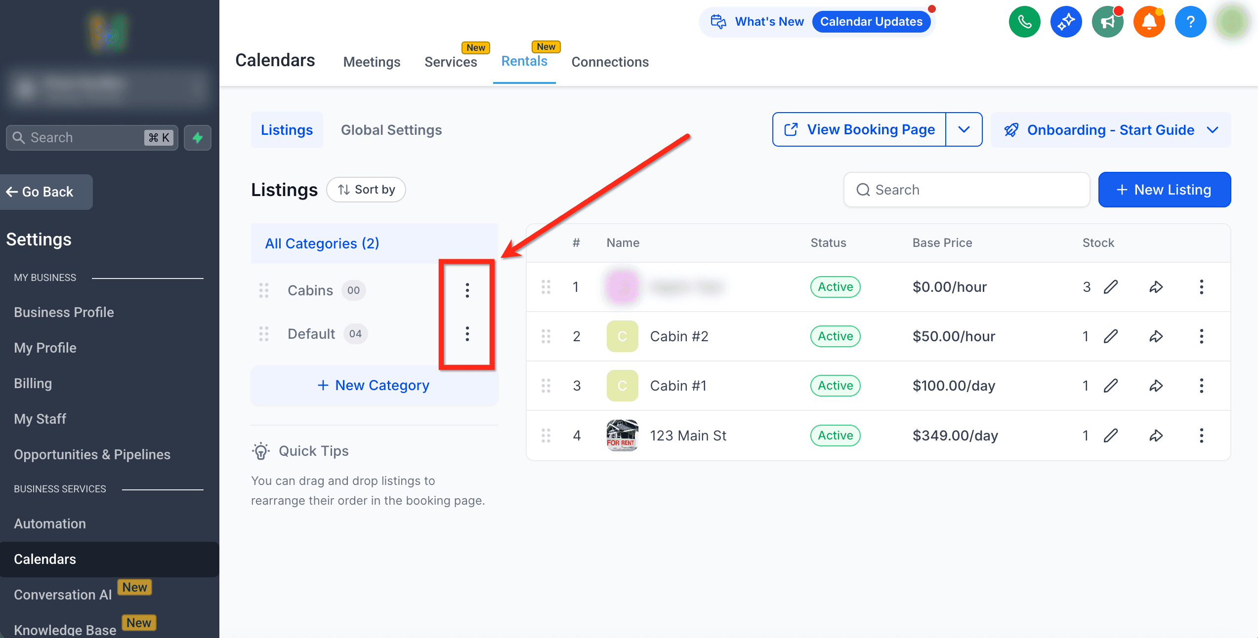 Schermata 17 — Capire Listings e Categorie