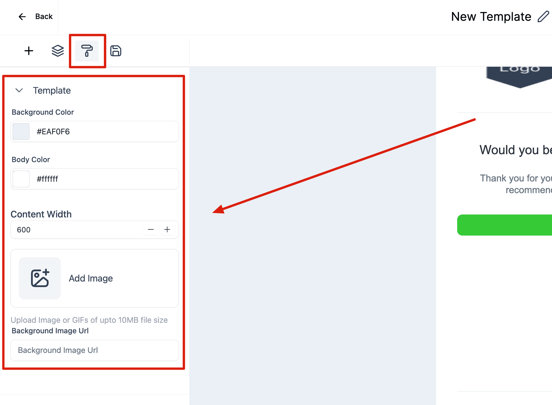 Schermata 57 — Come usare l'Email Builder e il suo Editor Inline