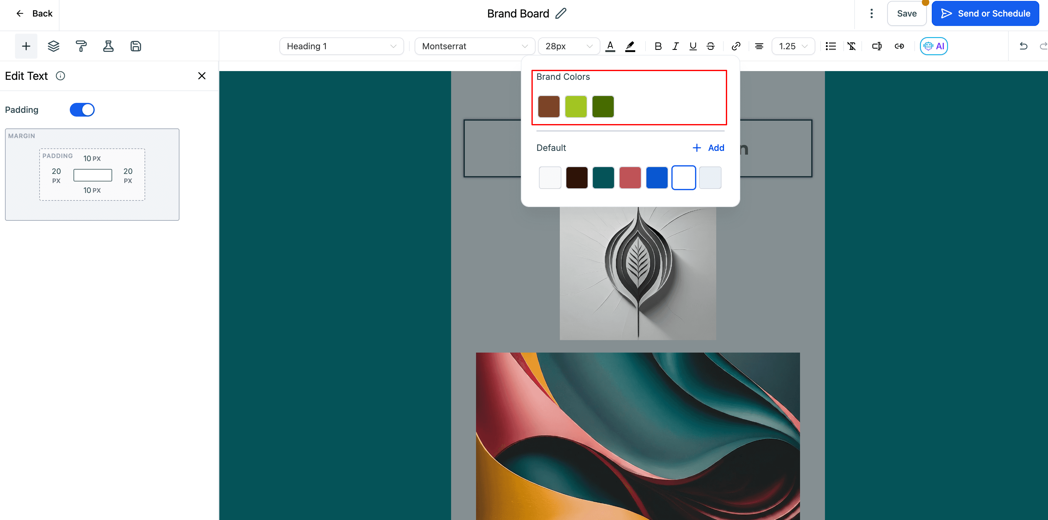 Schermata 2 — Come usare i Brand Board nelle email?