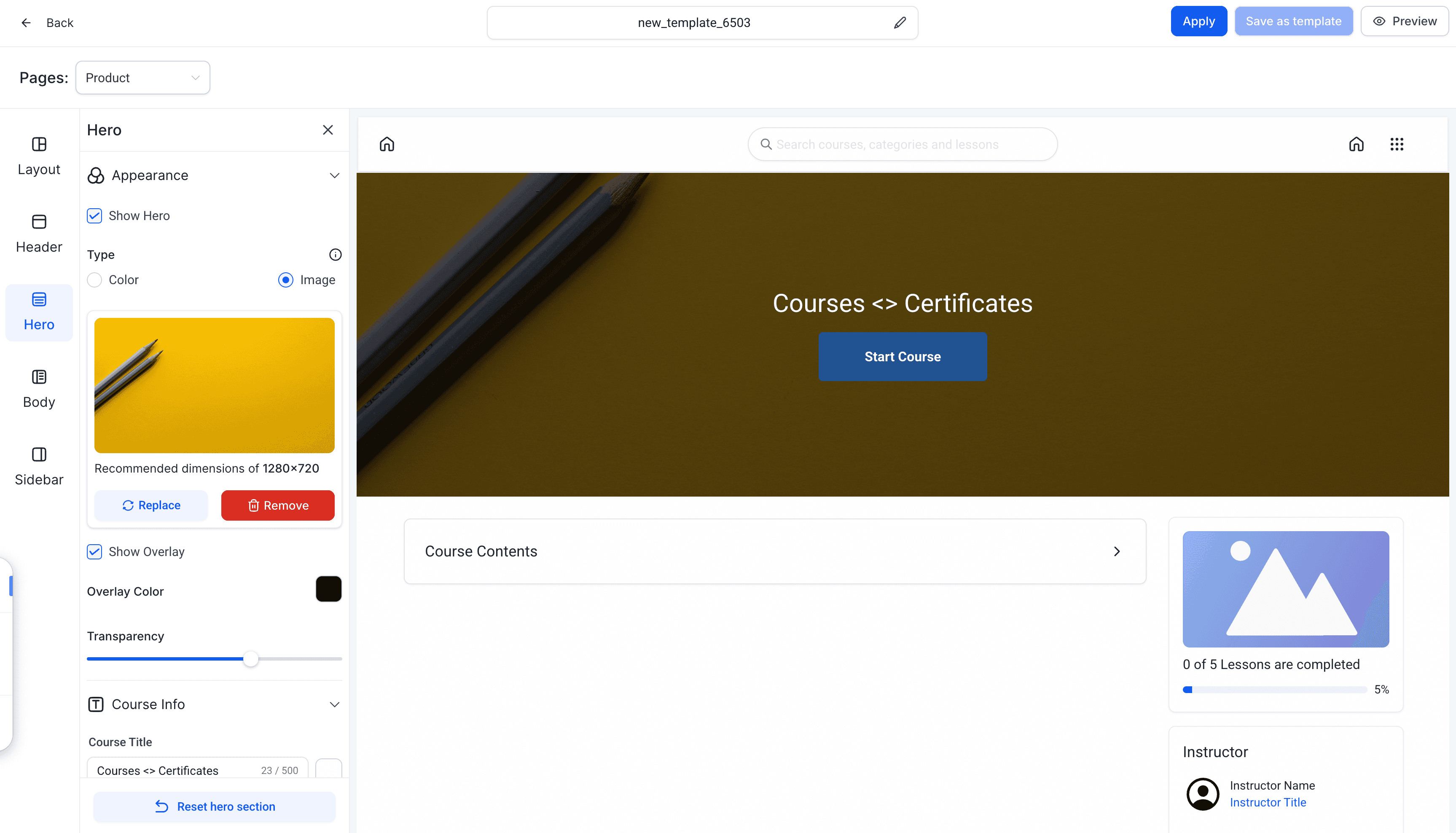 Schermata 5 — Nuovo Theme Customizer per i Corsi