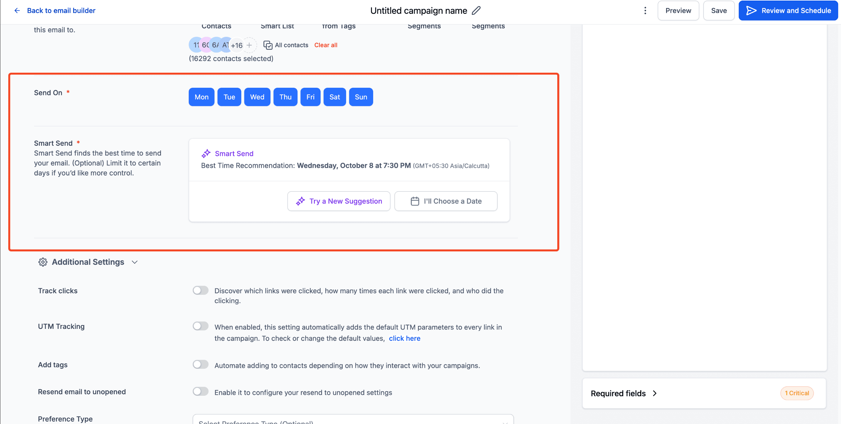 Schermata 7 — Smart Send: Campaign di Email Marketing