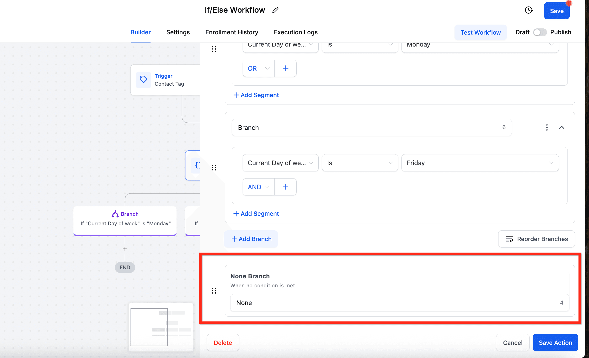 Schermata 4 — Azione Workflow - If/Else