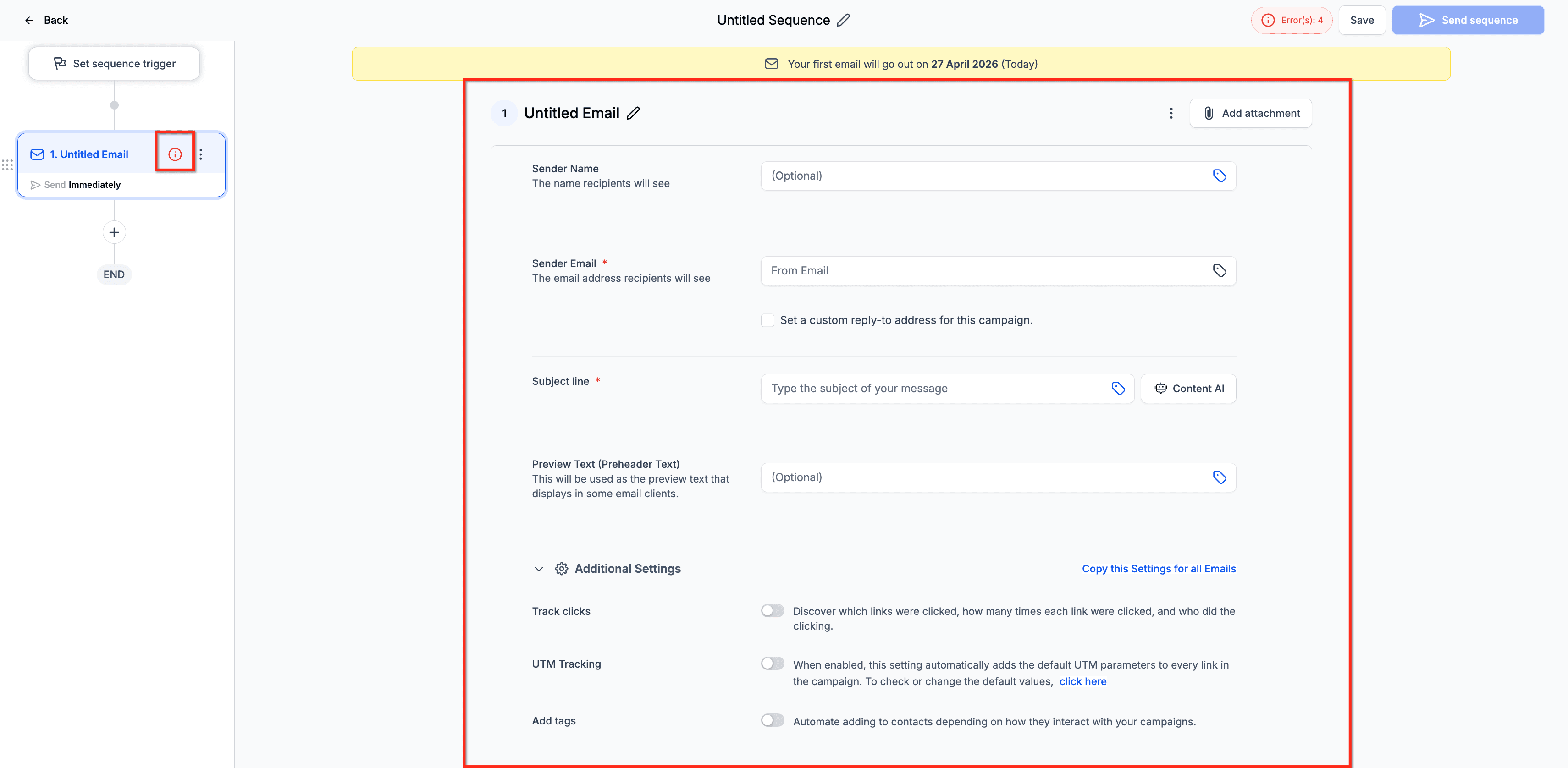Schermata 6 — Email Sequence in HITLEAD