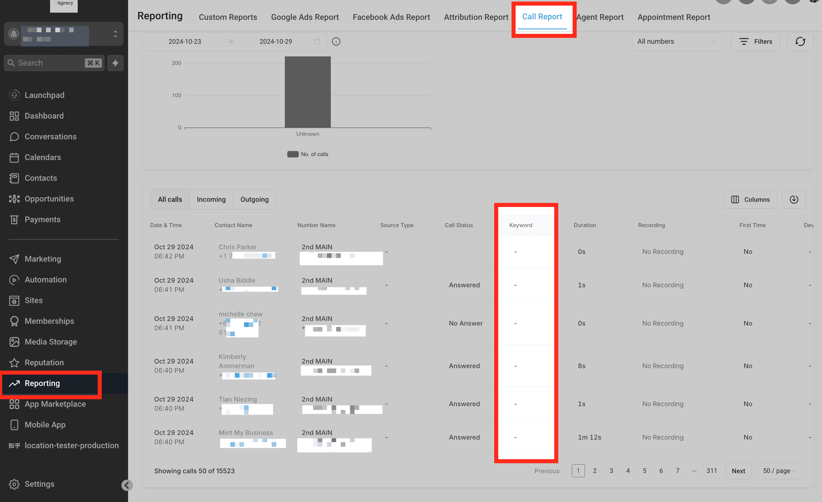 Schermata 39 — Come configurare il Call Tracking (Number Pool)