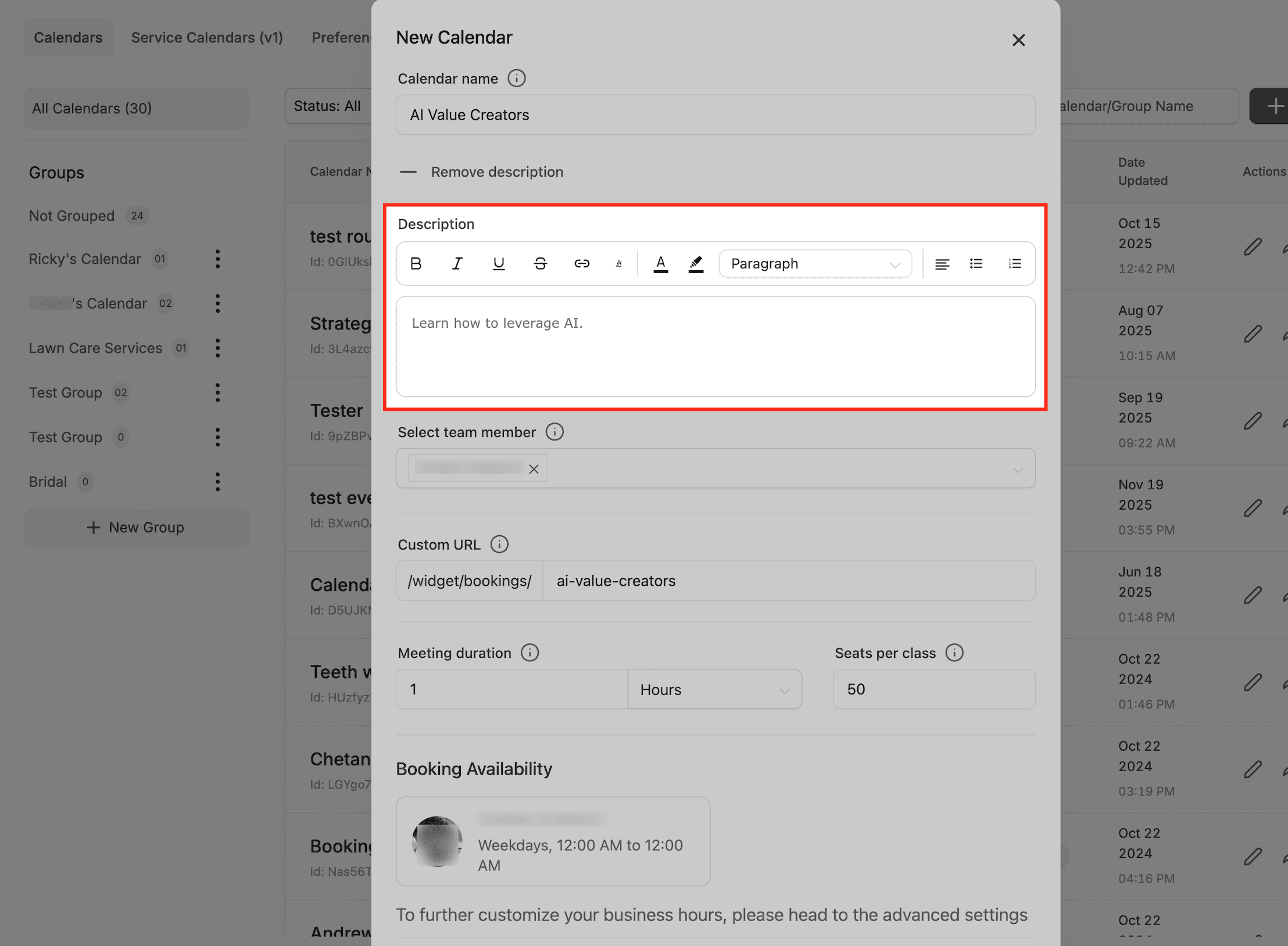 Schermata 5 — Come Creare un Calendario di Prenotazione Classe (Posti, Capacità e Disponibilità Spiegati)