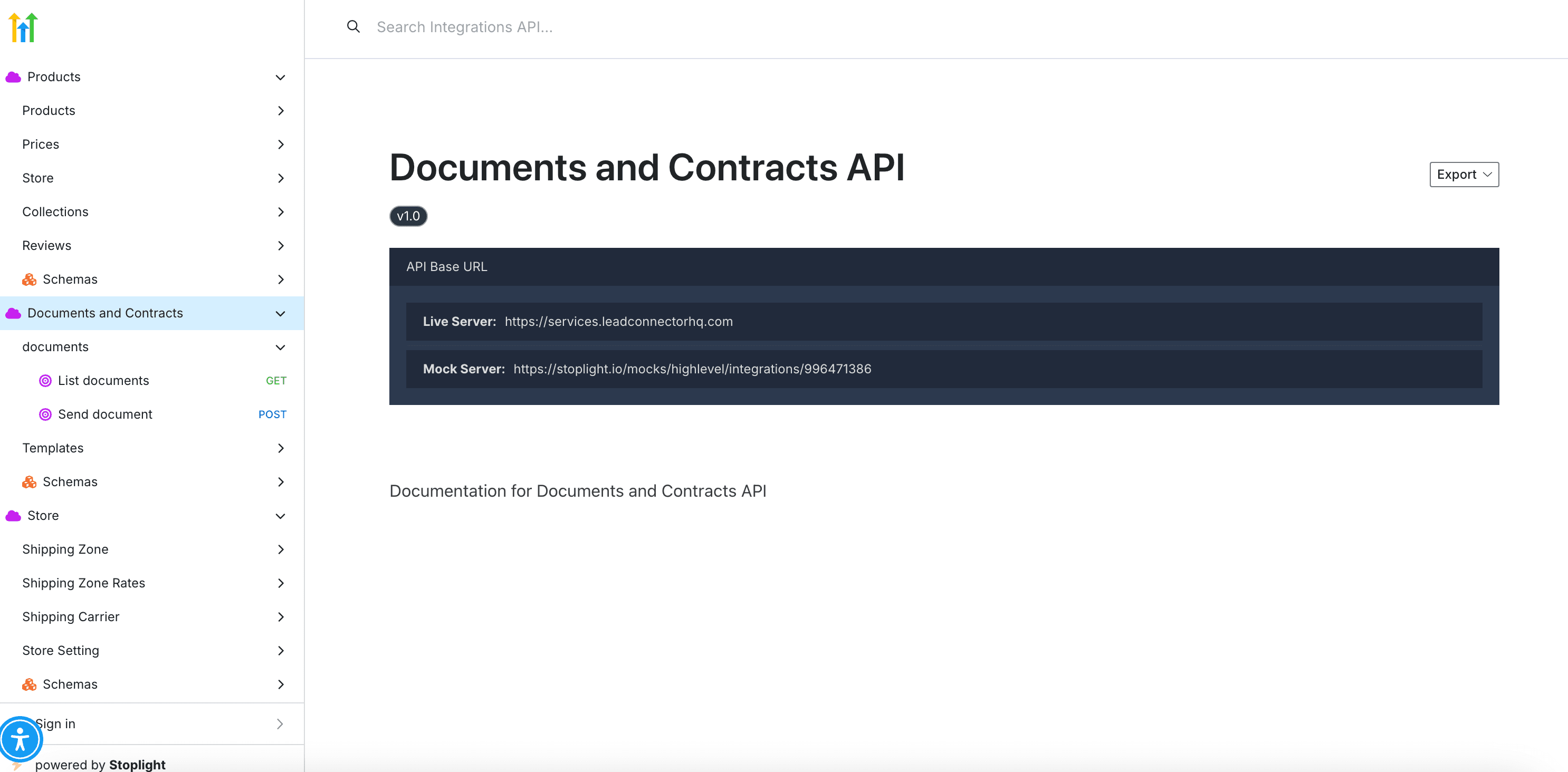 Schermata 2 — Documenti e Contratti: API Pubbliche
