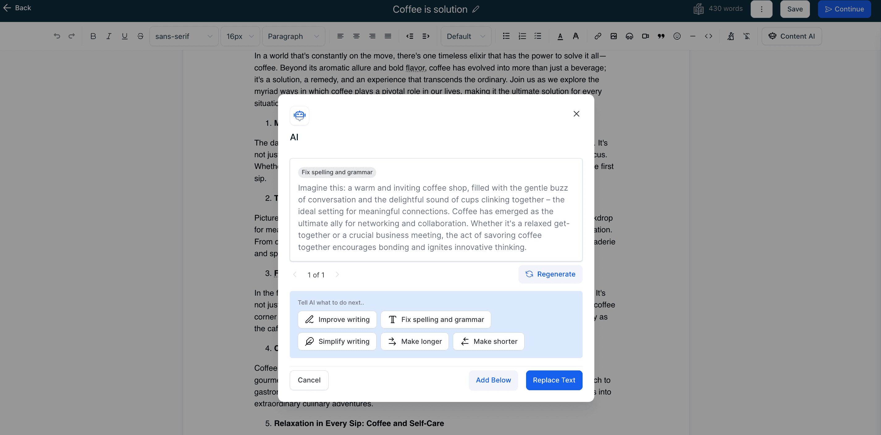 Schermata 5 — Come correggere grammatica e ortografia, allungare i contenuti e migliorare la scrittura nei Blog?