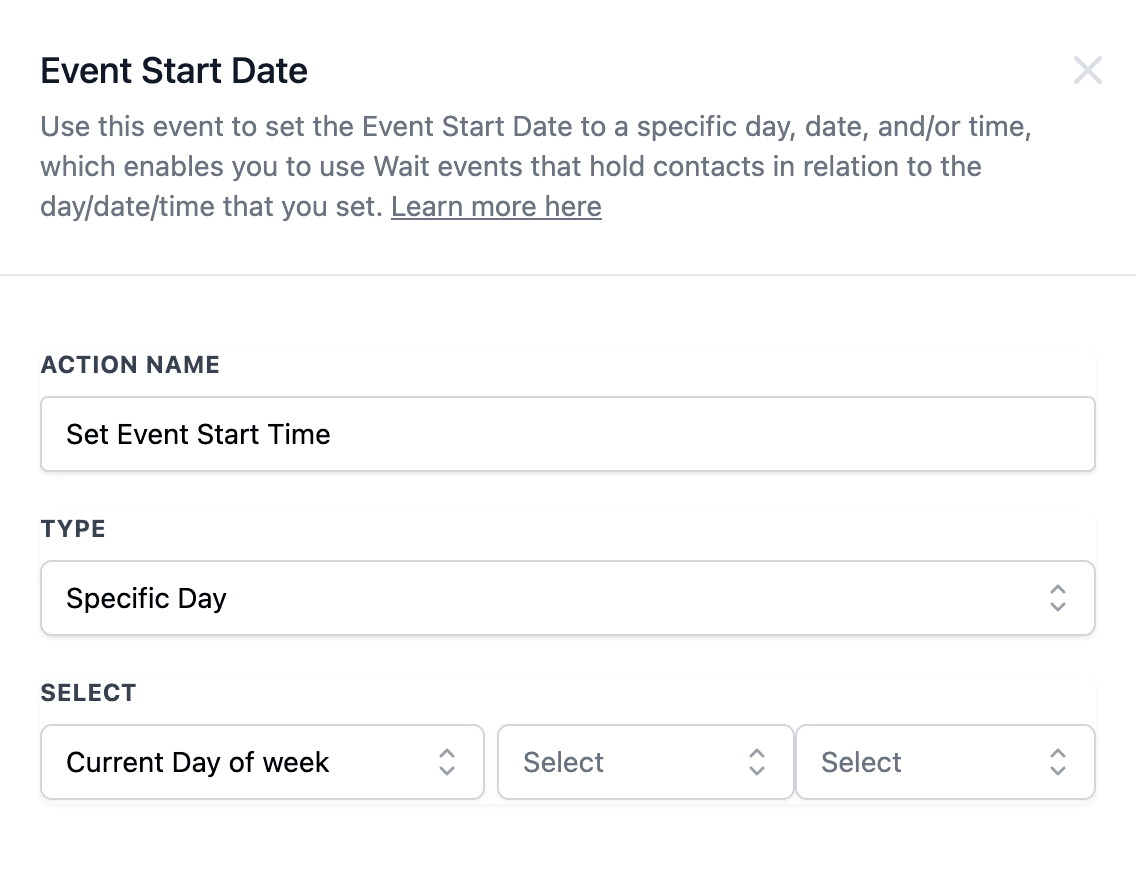 Schermata 2 — Azione Workflow - Event Start Date