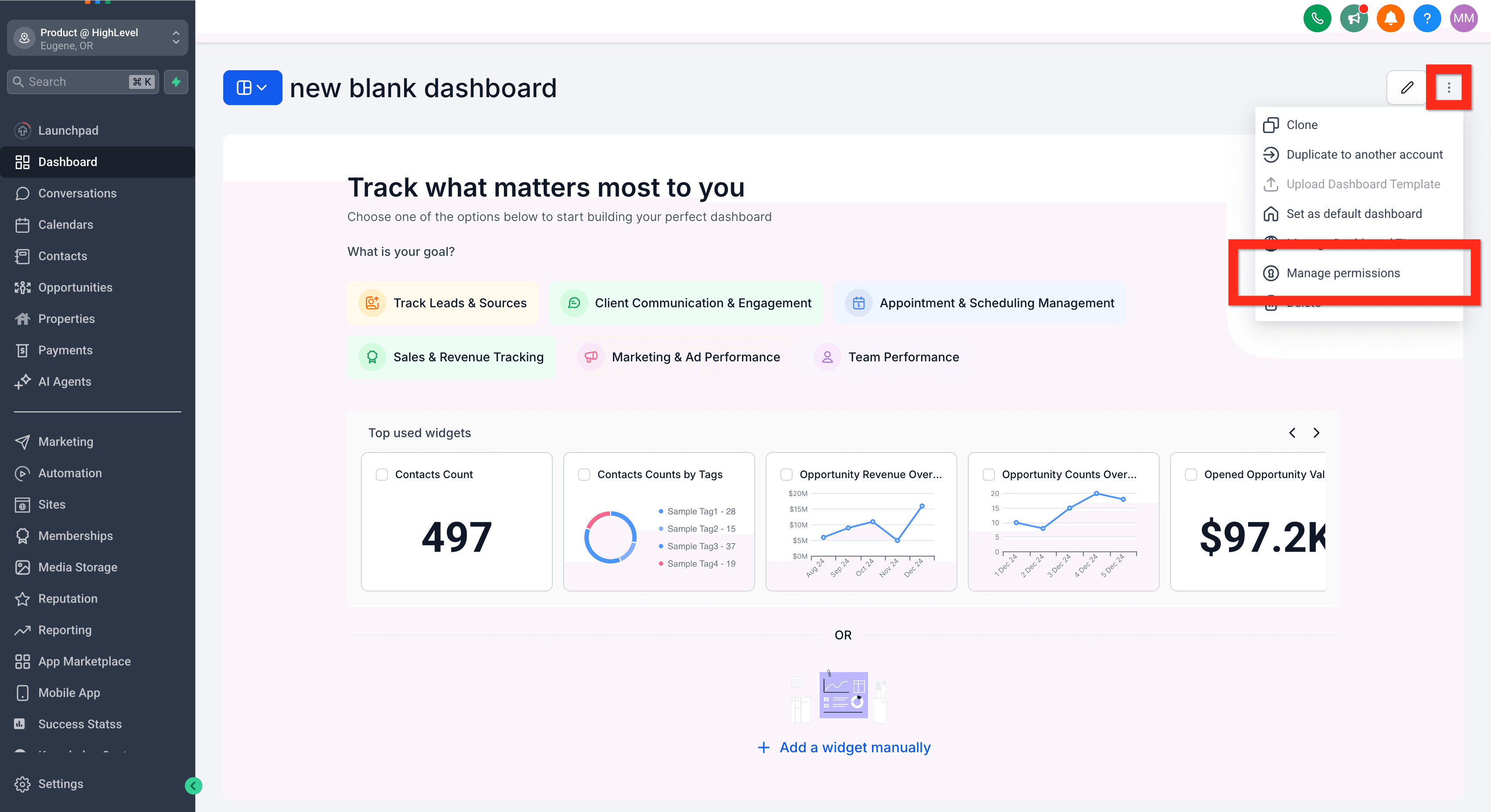 Schermata 4 — Come gestire i permessi della Dashboard