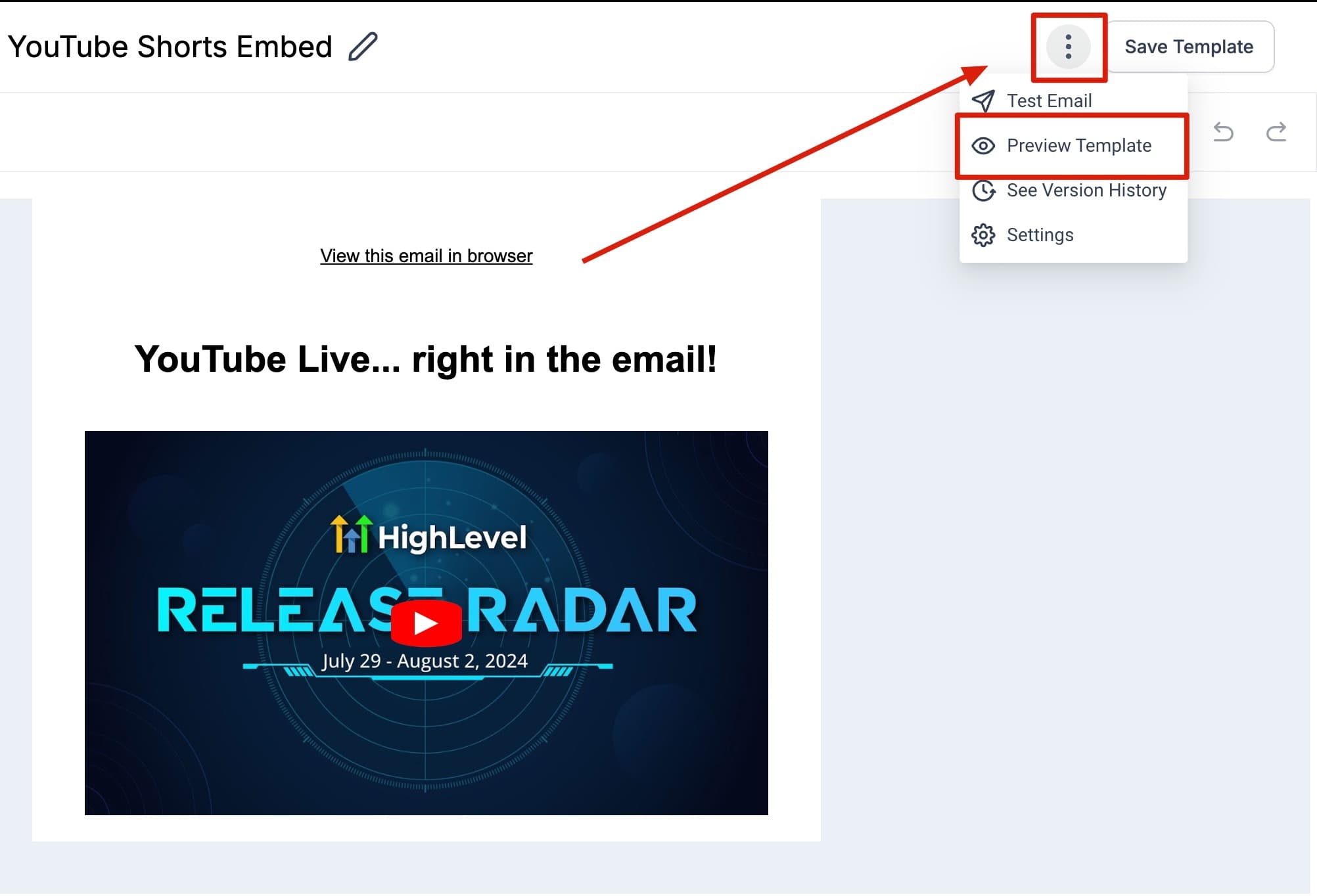 Schermata 3 — Come visualizzare in anteprima i Campi Personalizzati nell'Email Builder?