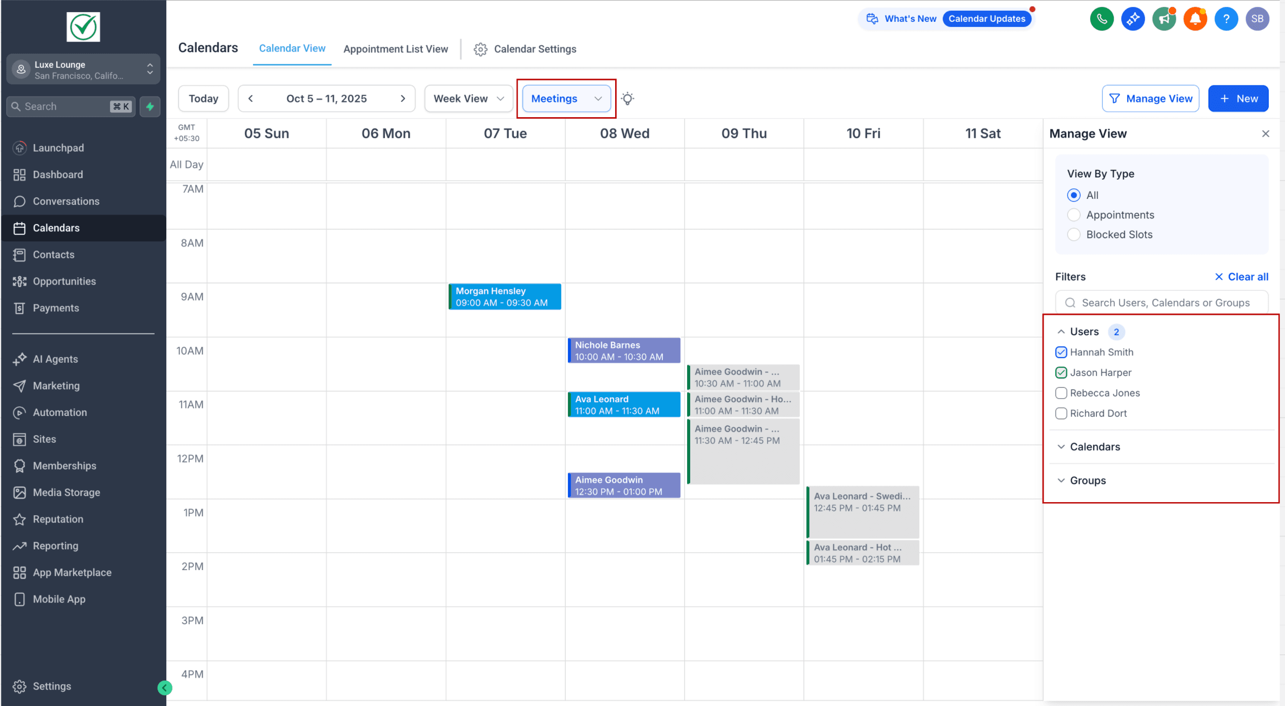 Schermata 1 — Vista Calendario - Servizi