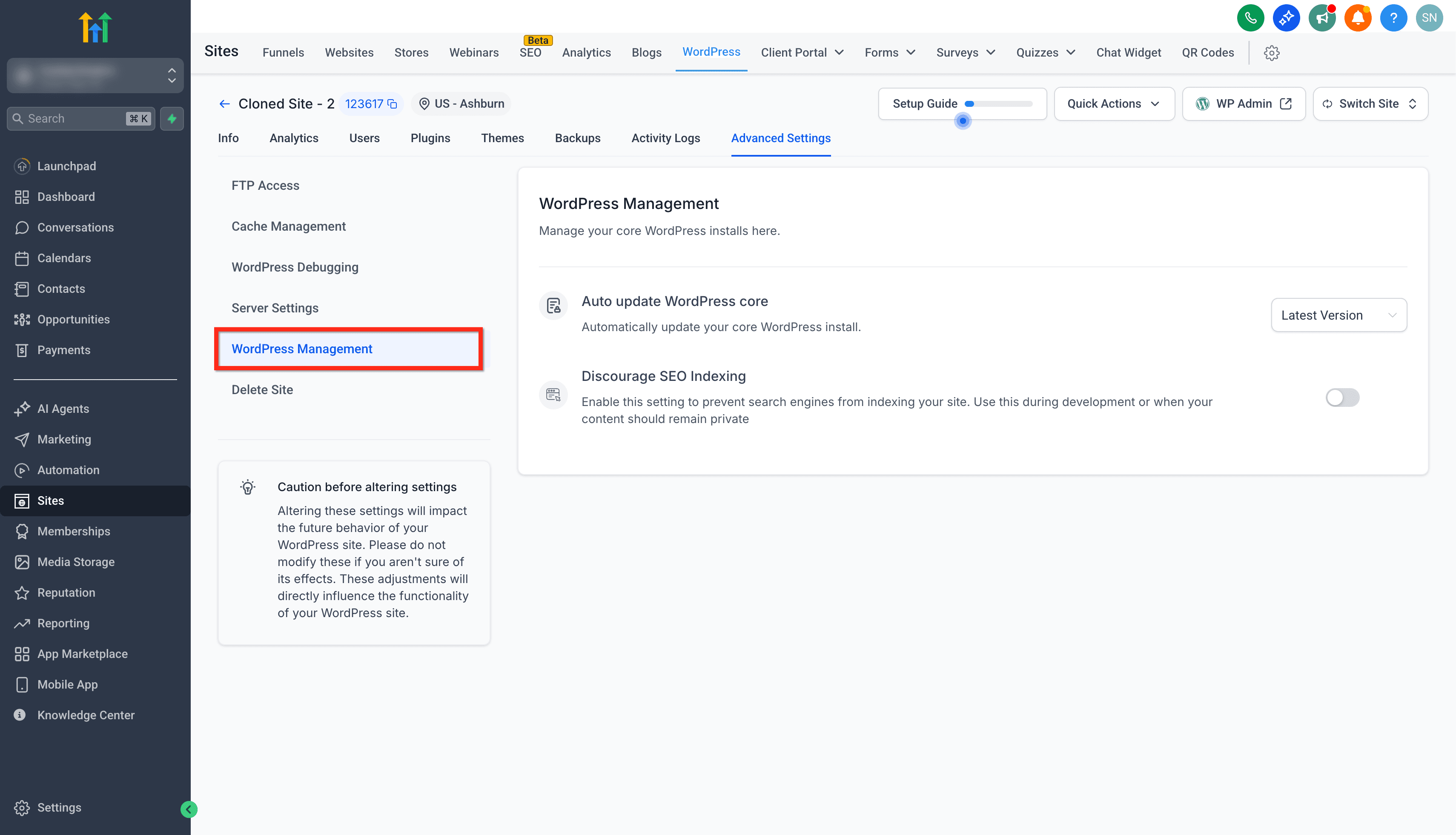 Schermata 5 — Come disabilitare l'indicizzazione SEO per i siti WordPress